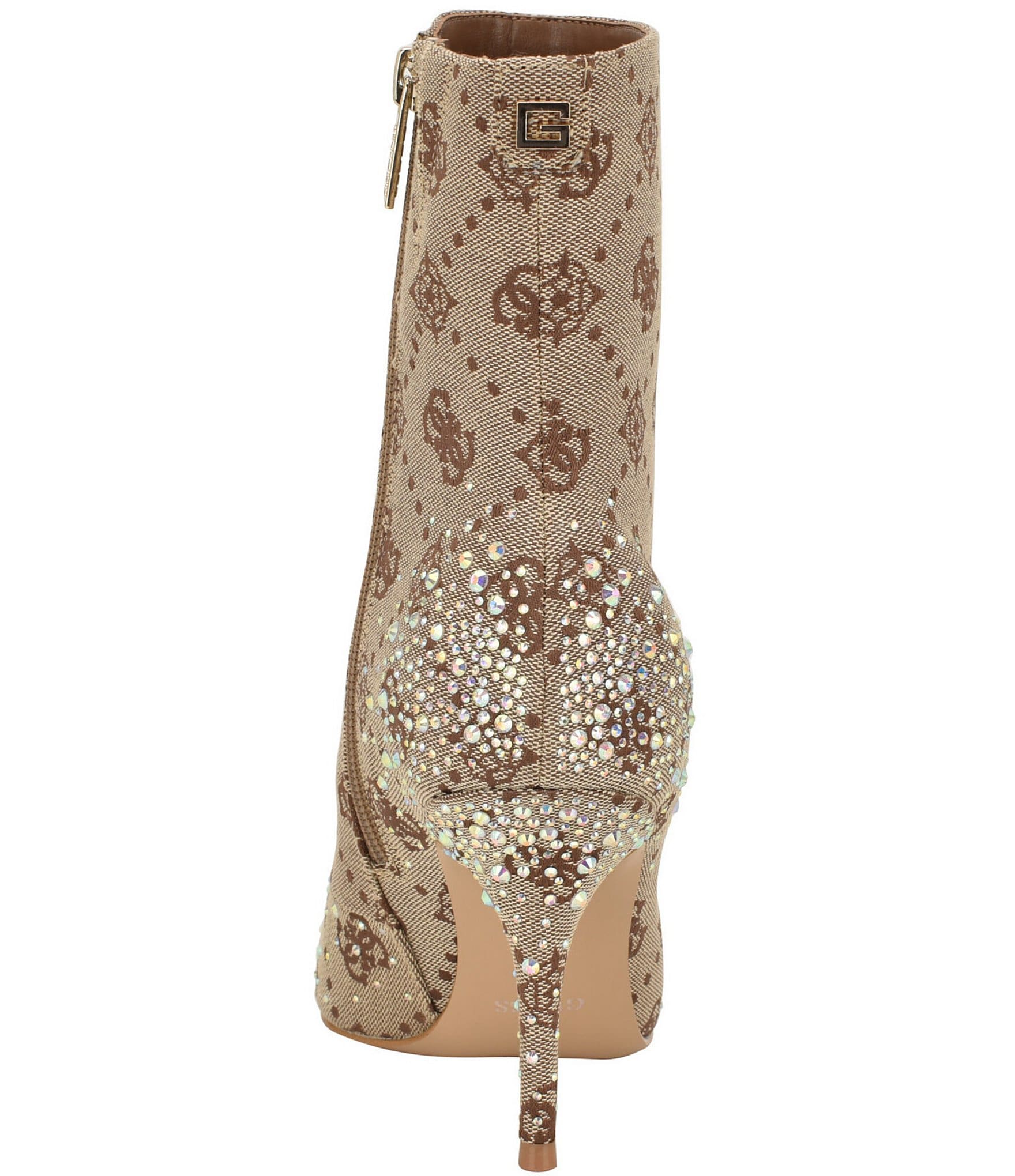 Guess Gomoray Logo Printed Rhinestone Booties