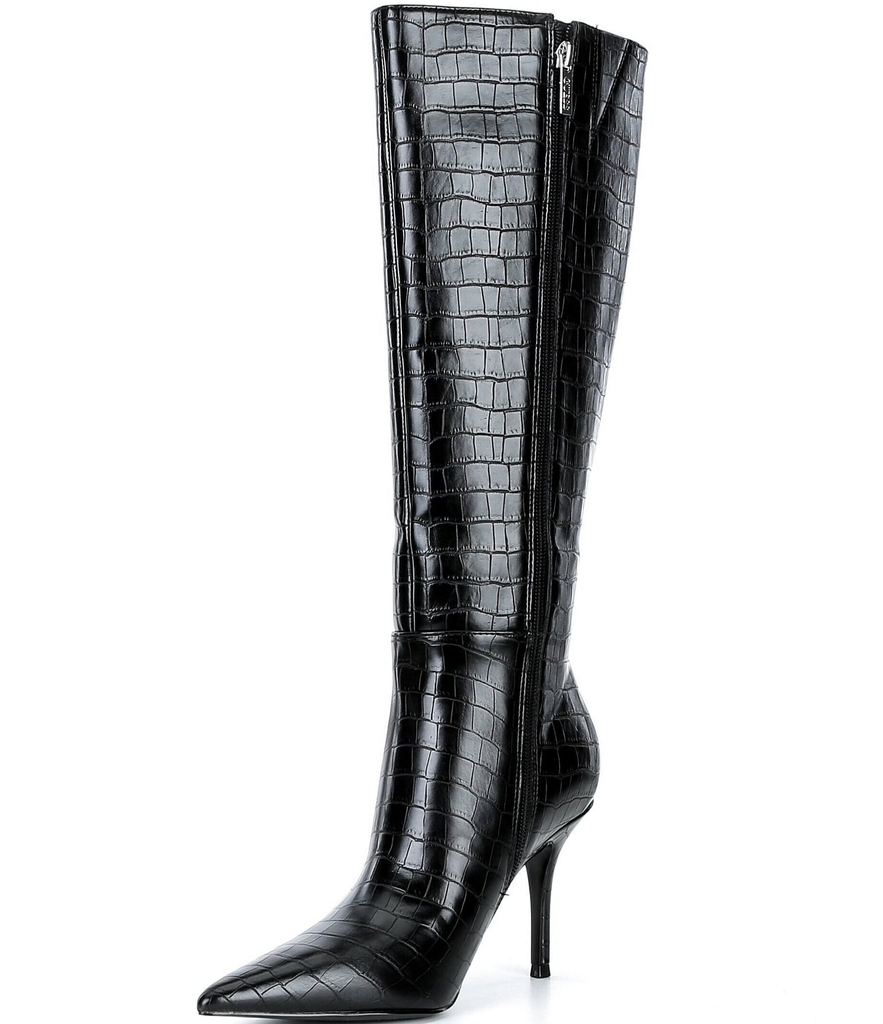 Guess Gressa Shiny Croco Embossed Dress Boots