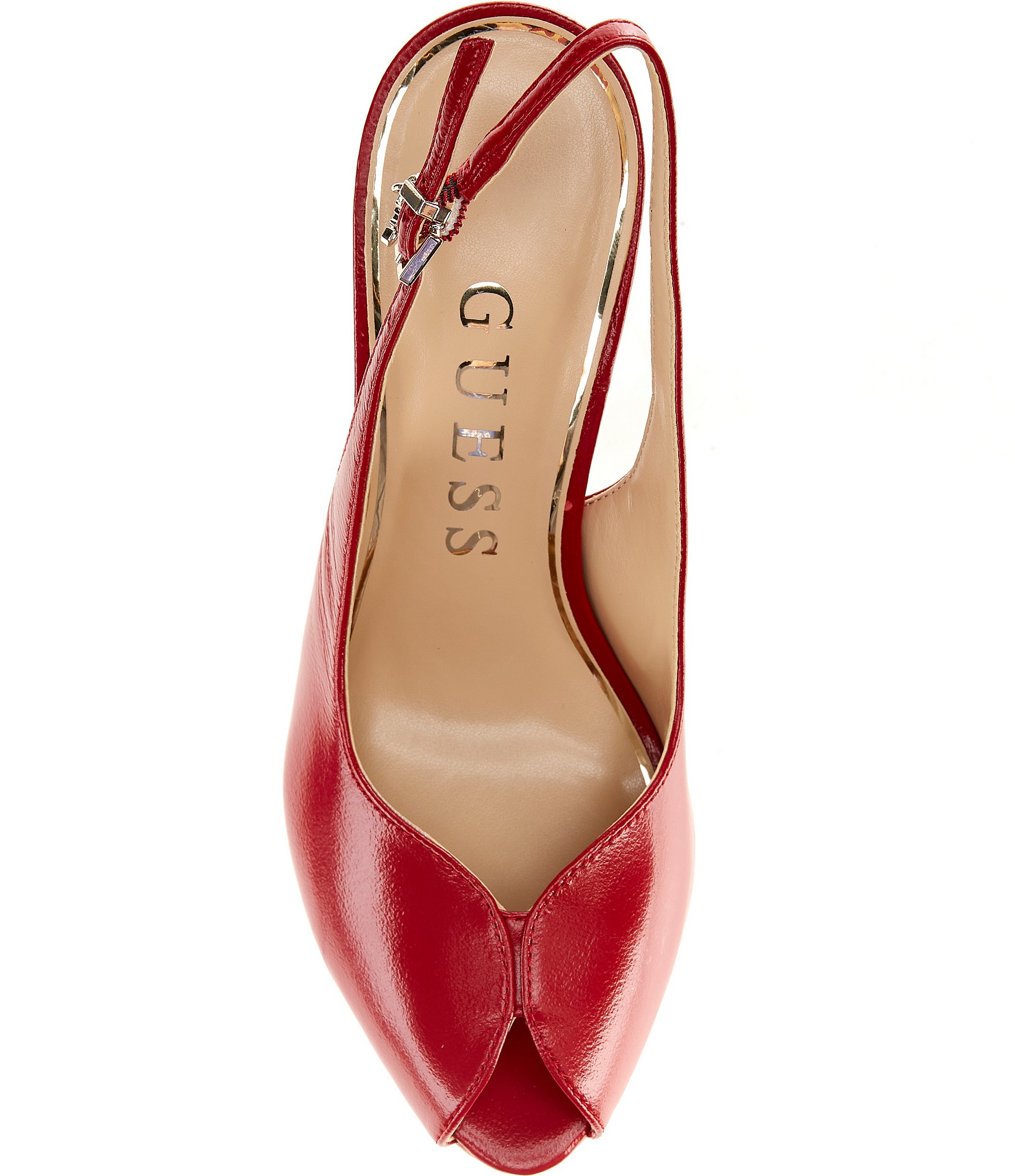 Guess Ilovea Leather Peep Toe Slingback Pumps