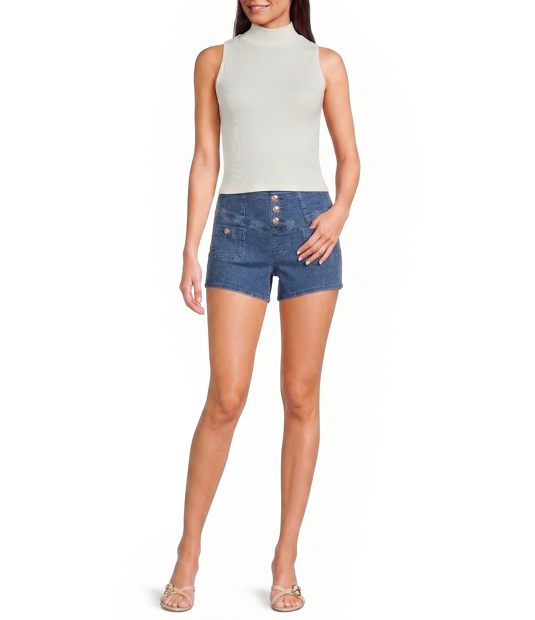 Guess Janna High Rise Denim Shorts