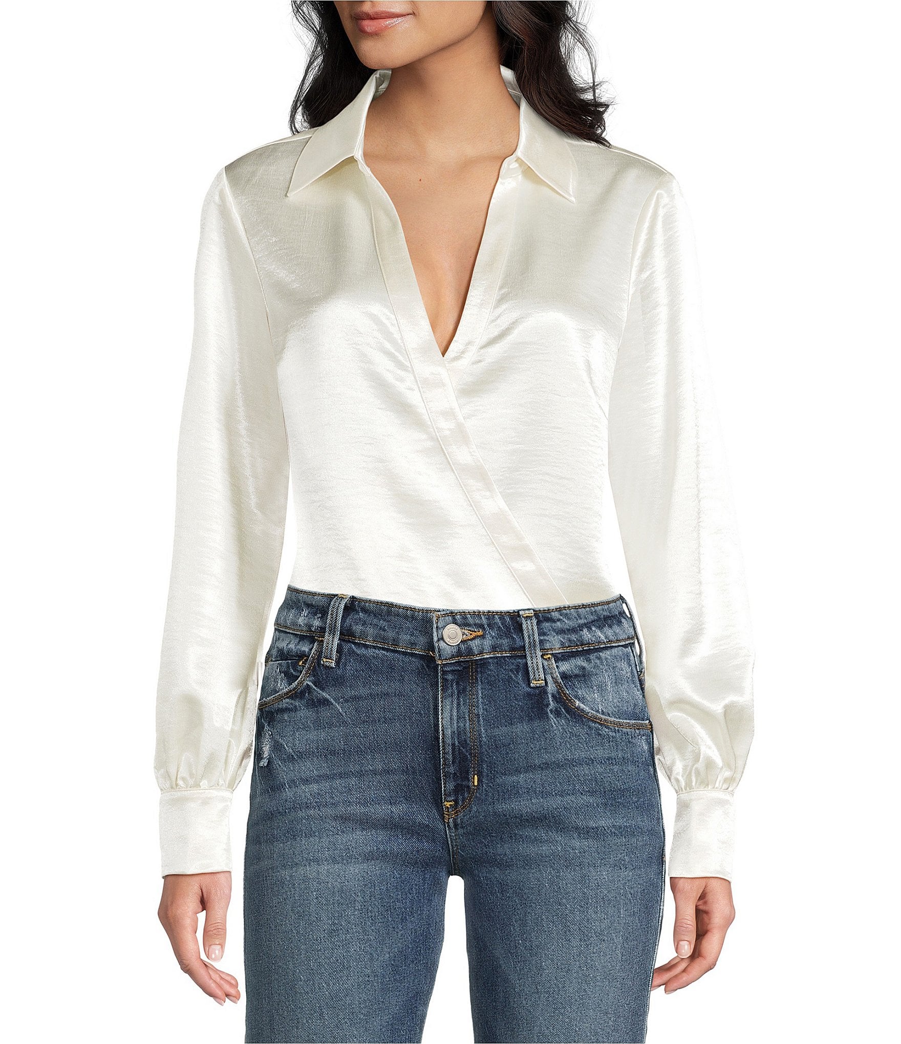 Guess Leah Long Sleeve Satin Bodysuit