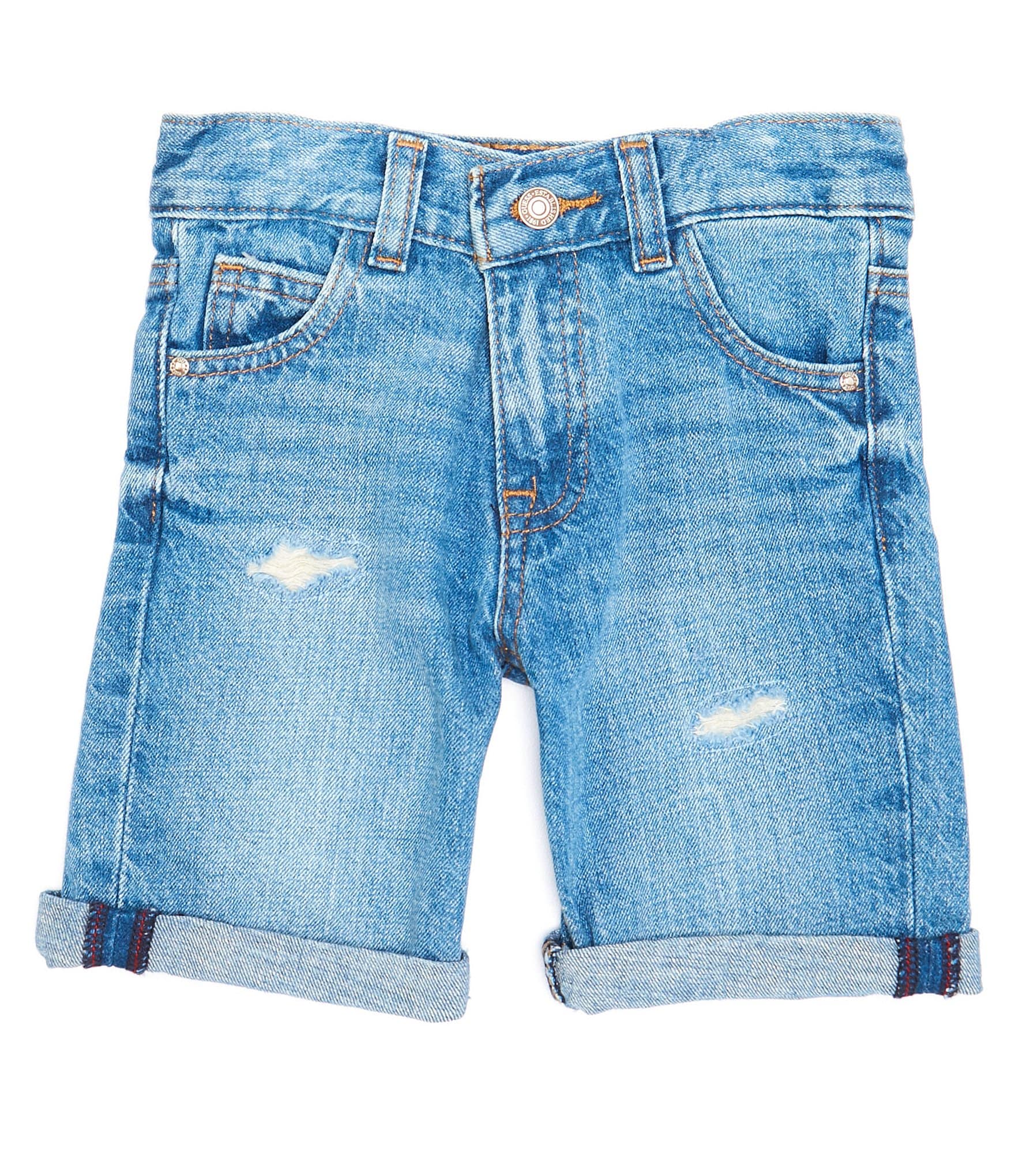 Guess Little Boys 2T-7 Destructed Roll-Hem Denim Shorts | Dillard's