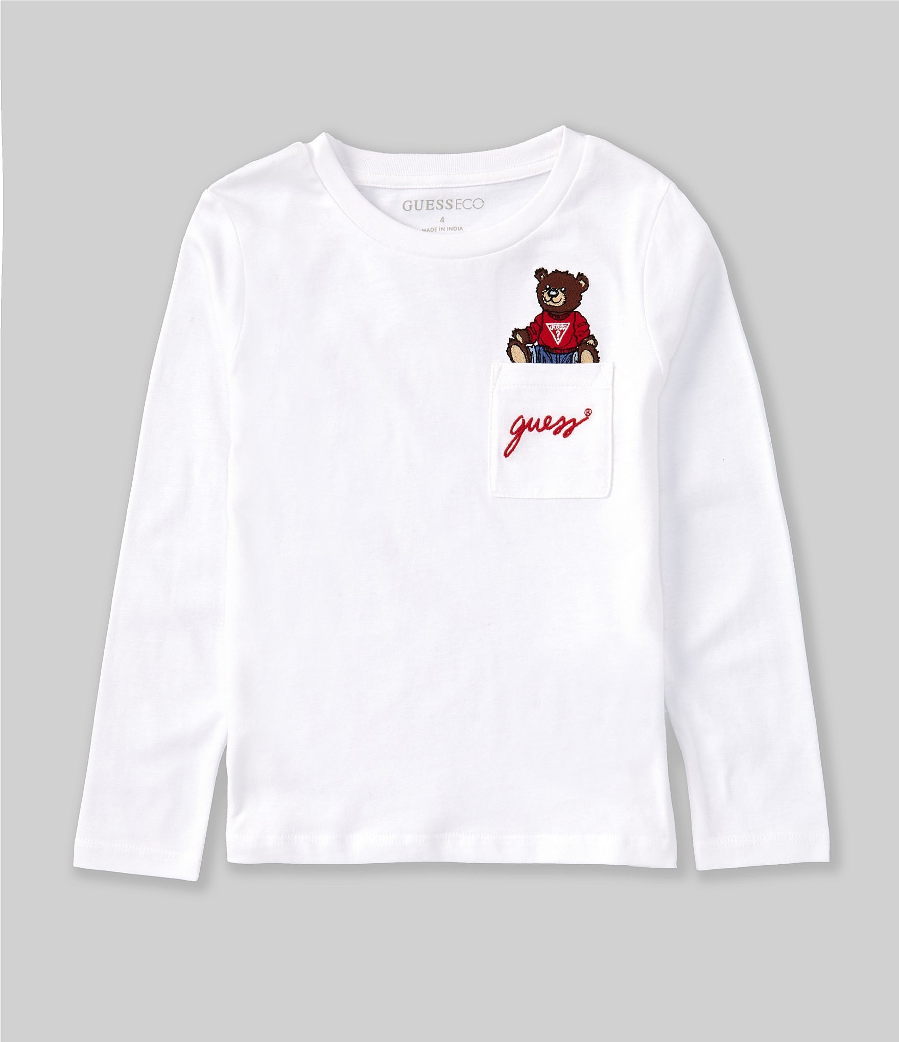 Guess Little Boys 2T-7 Long Sleeve Bear T-Shirt