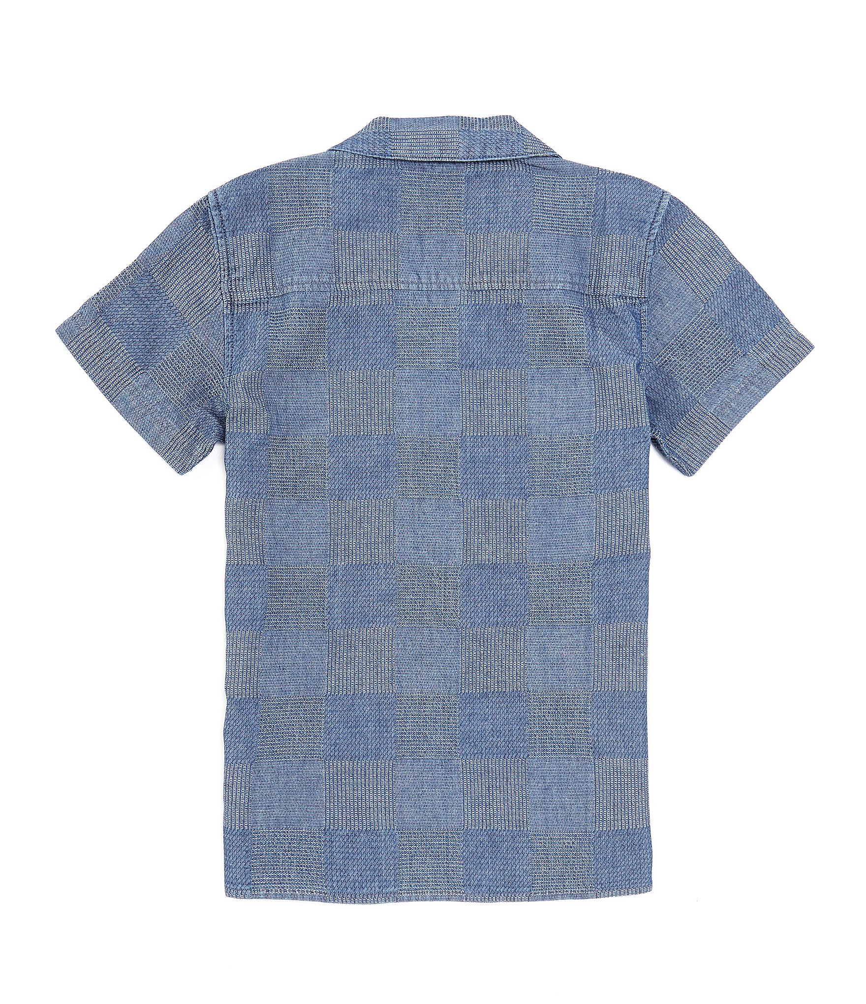 Guess Little Boys 2T-7 Short Sleeve Indigo Dobby Woven Shirt