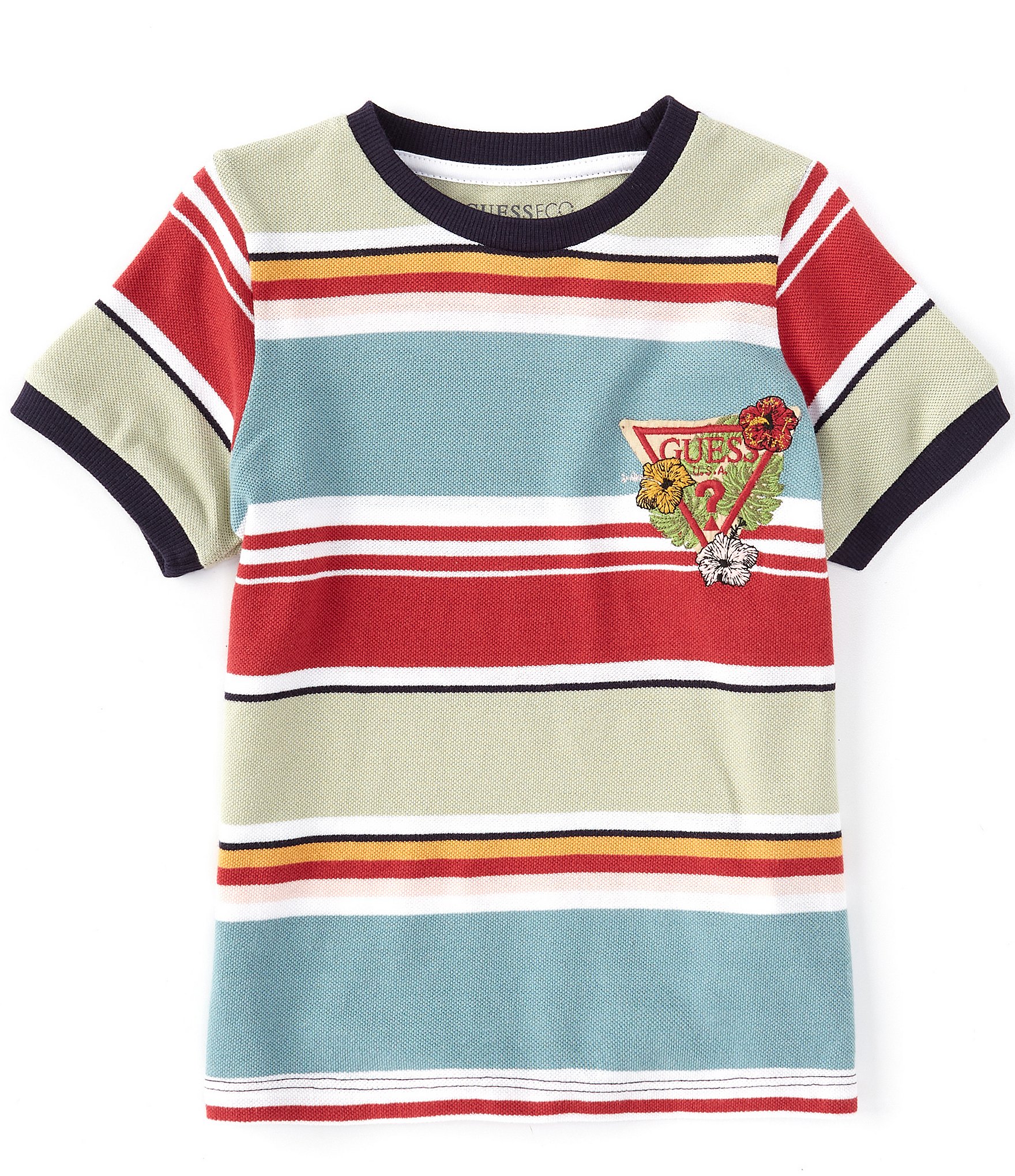 Guess Little Boys 2T-7 Short-Sleeve Yarn-Dyed-Striped Pique |