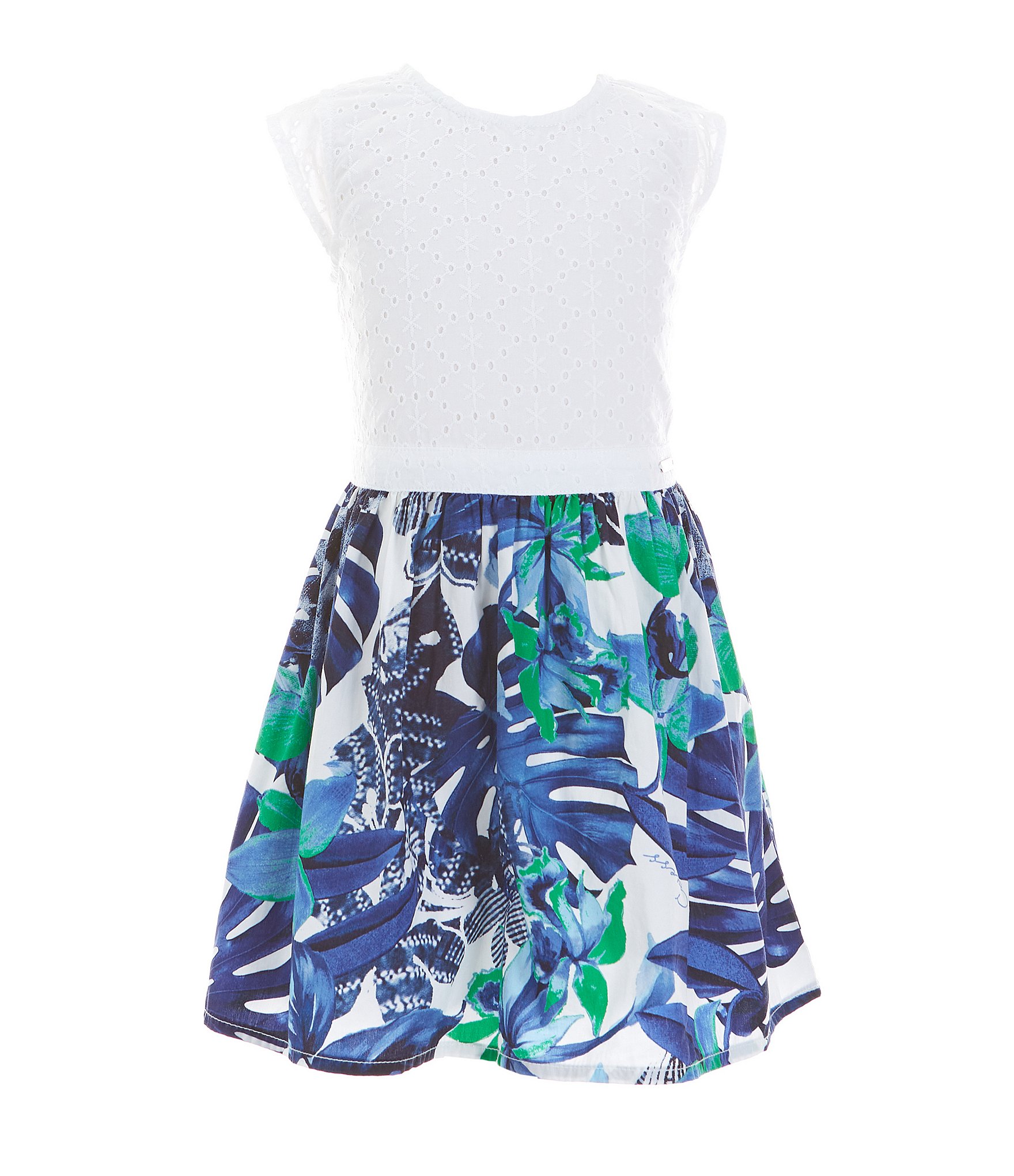 Guess Little Girls 2T-7 Fit-And-Flare Palm Leaf Dress | Dillard's