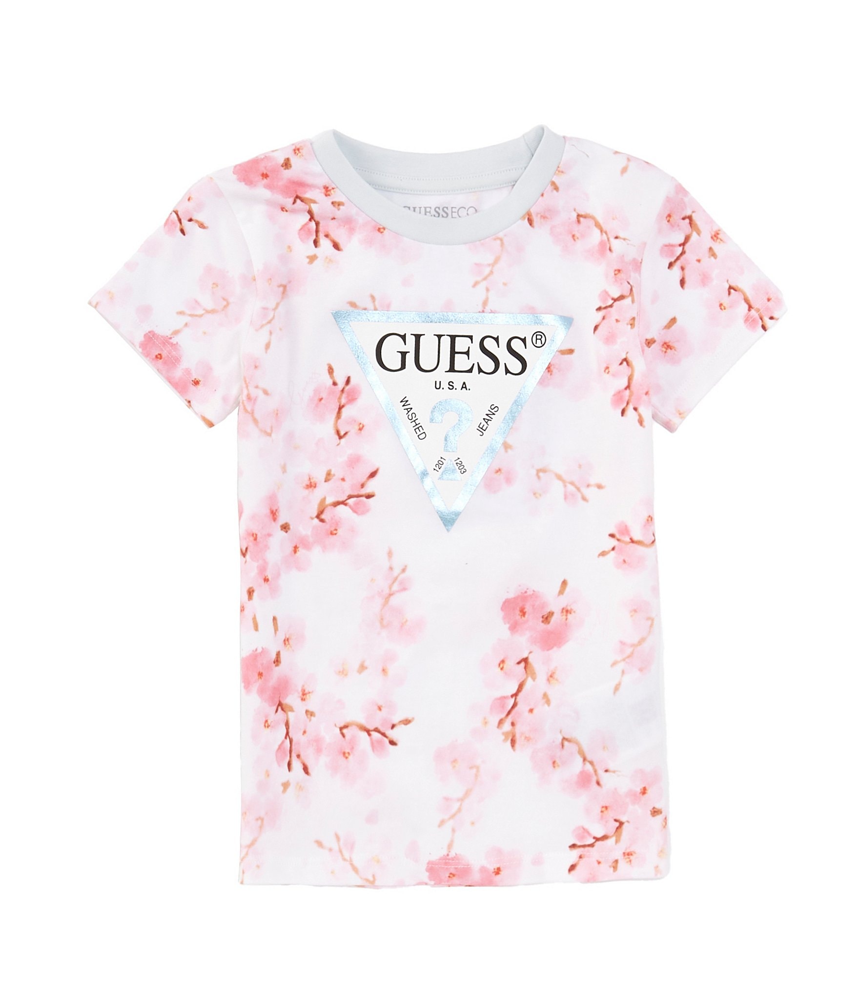 guess kids graphic-print logo-embroidered shirt - Blue