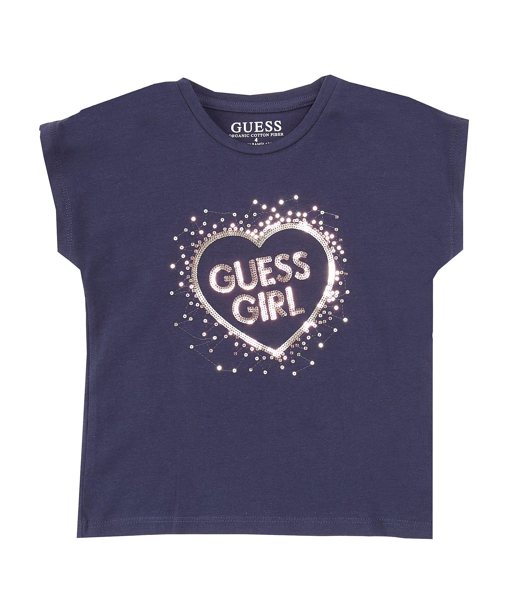 Guess Little Girls 2T-7 Short Sleeve Heart Guess Girl T-Shirt
