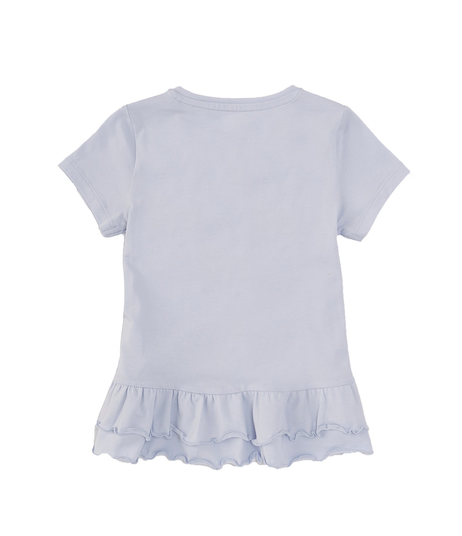 Guess Little Girls 2T-7 Short Sleeve Ruffle Trim Love T-Shirt