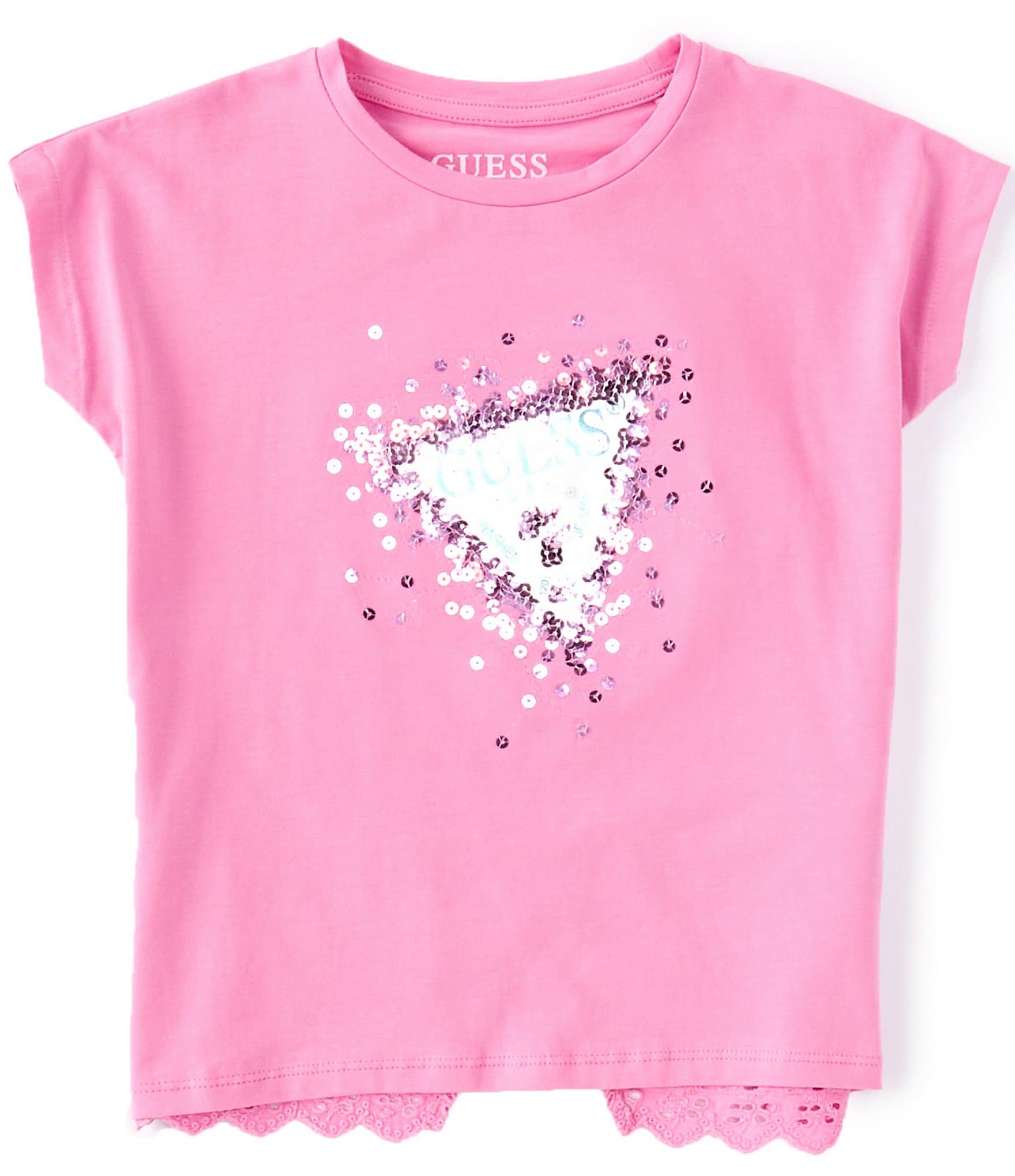 Guess Little Girls 2T-7 Short Sleeve Sequin Logo T-shirt | Dillard's