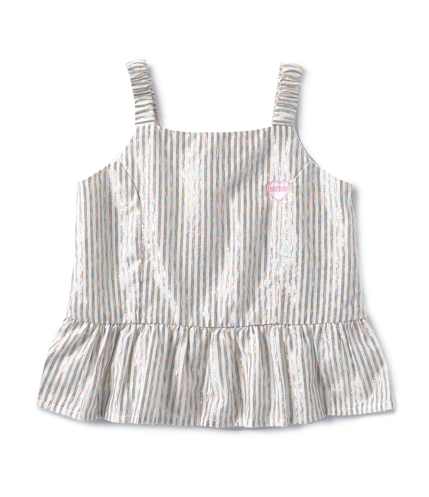 Guess Little Girls 2T-7 Sleeveless Ruffle Trim Gauze Top