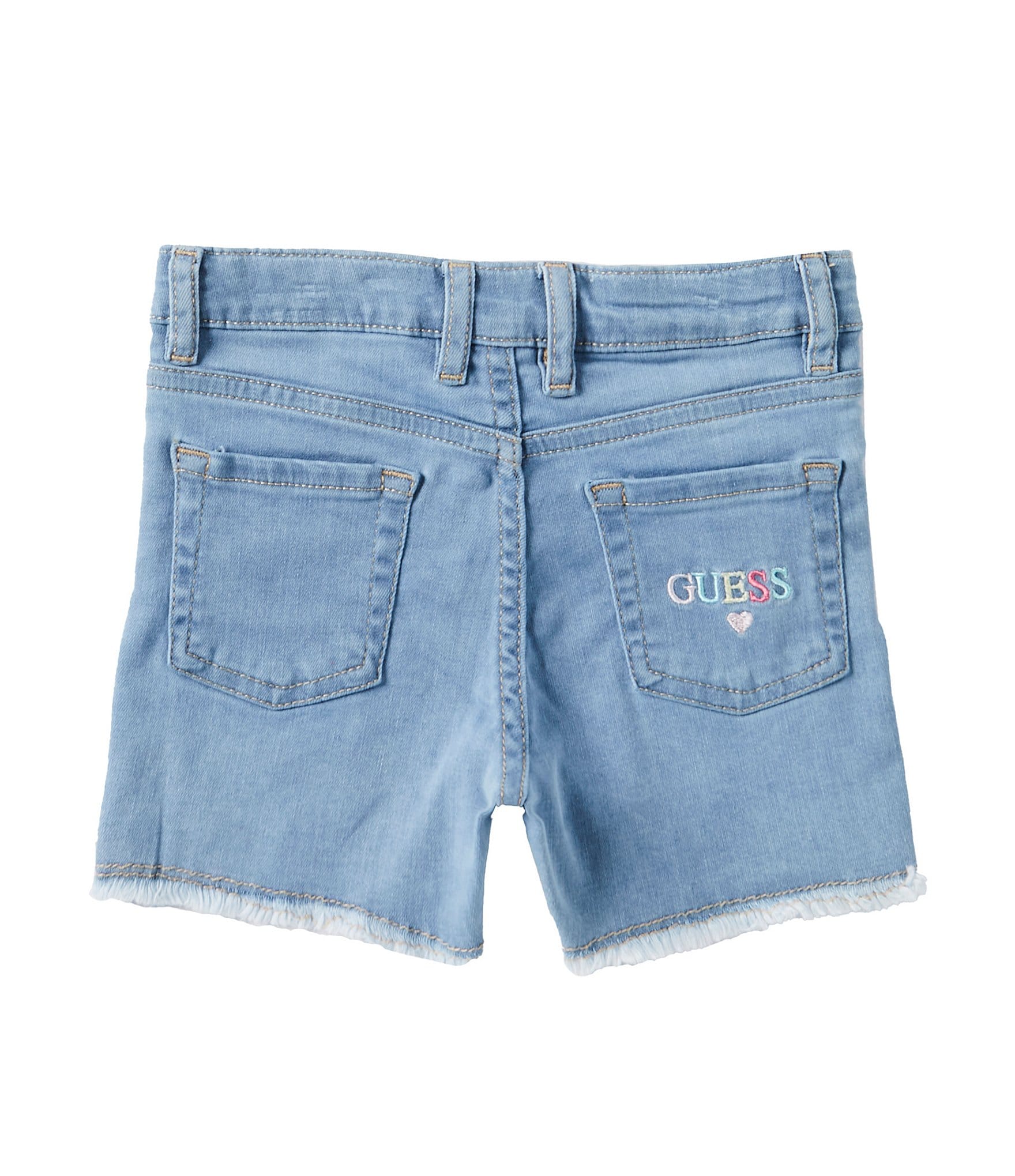 Guess Little Girls 2T-7 Stretch Denim Letters Shorts