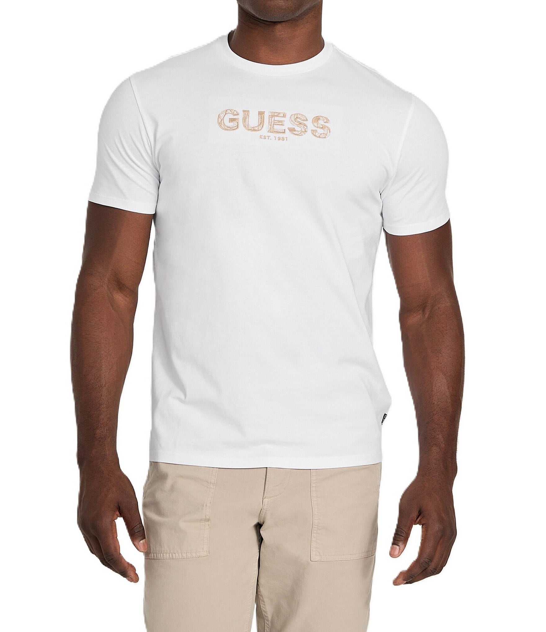 Guess Logo Embroidered Short Sleeve T-Shirt