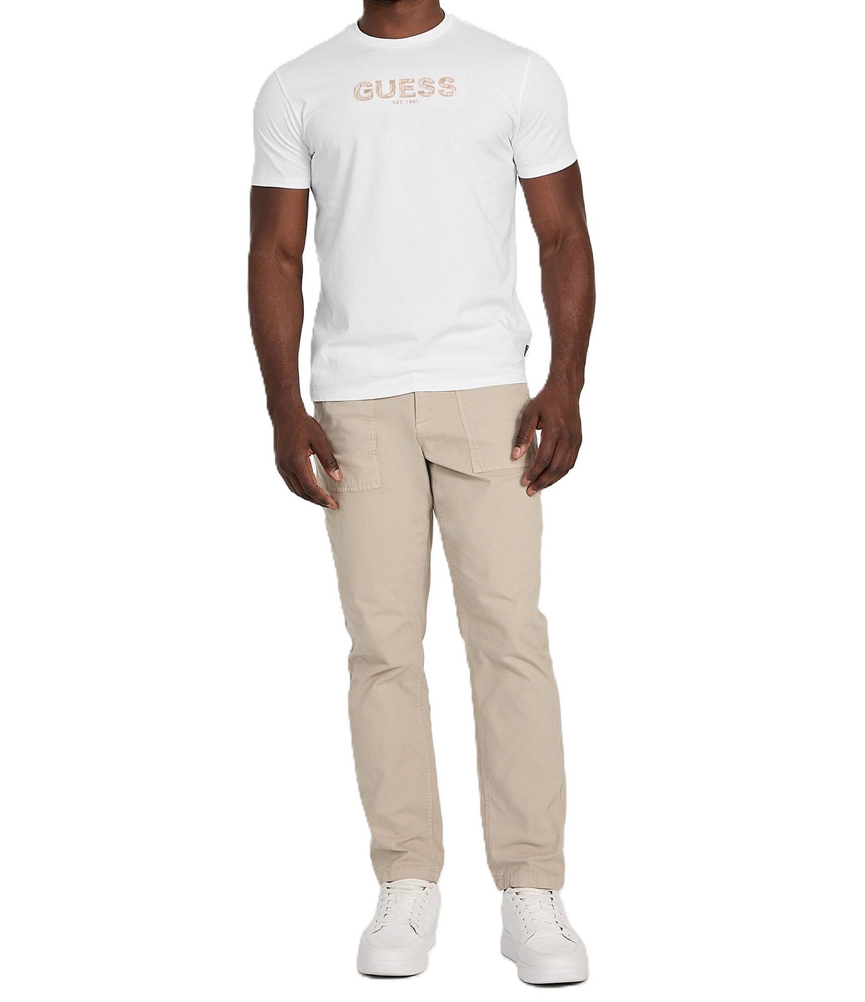 Guess Logo Embroidered Short Sleeve T-Shirt