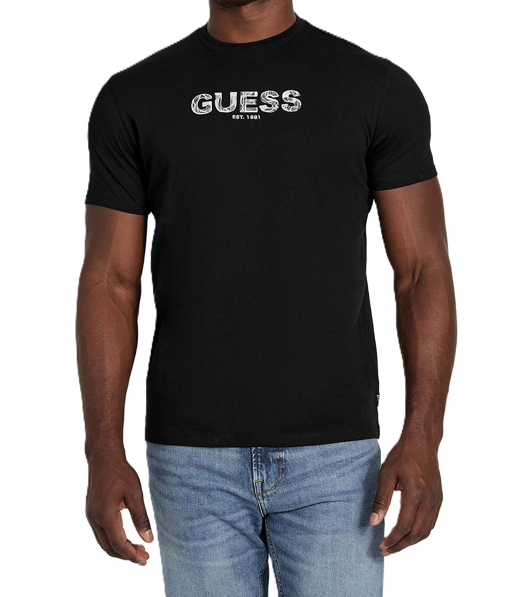 Guess Logo Embroidered Short Sleeve T-Shirt