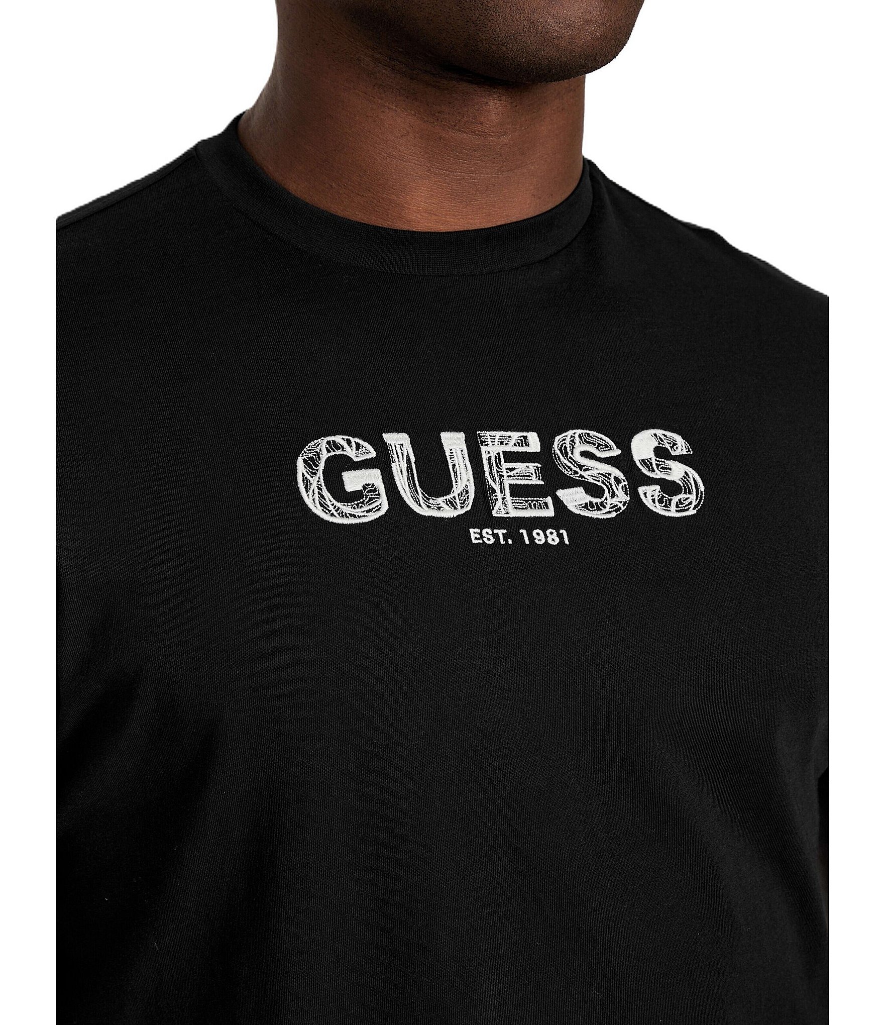 Guess Logo Embroidered Short Sleeve T-Shirt