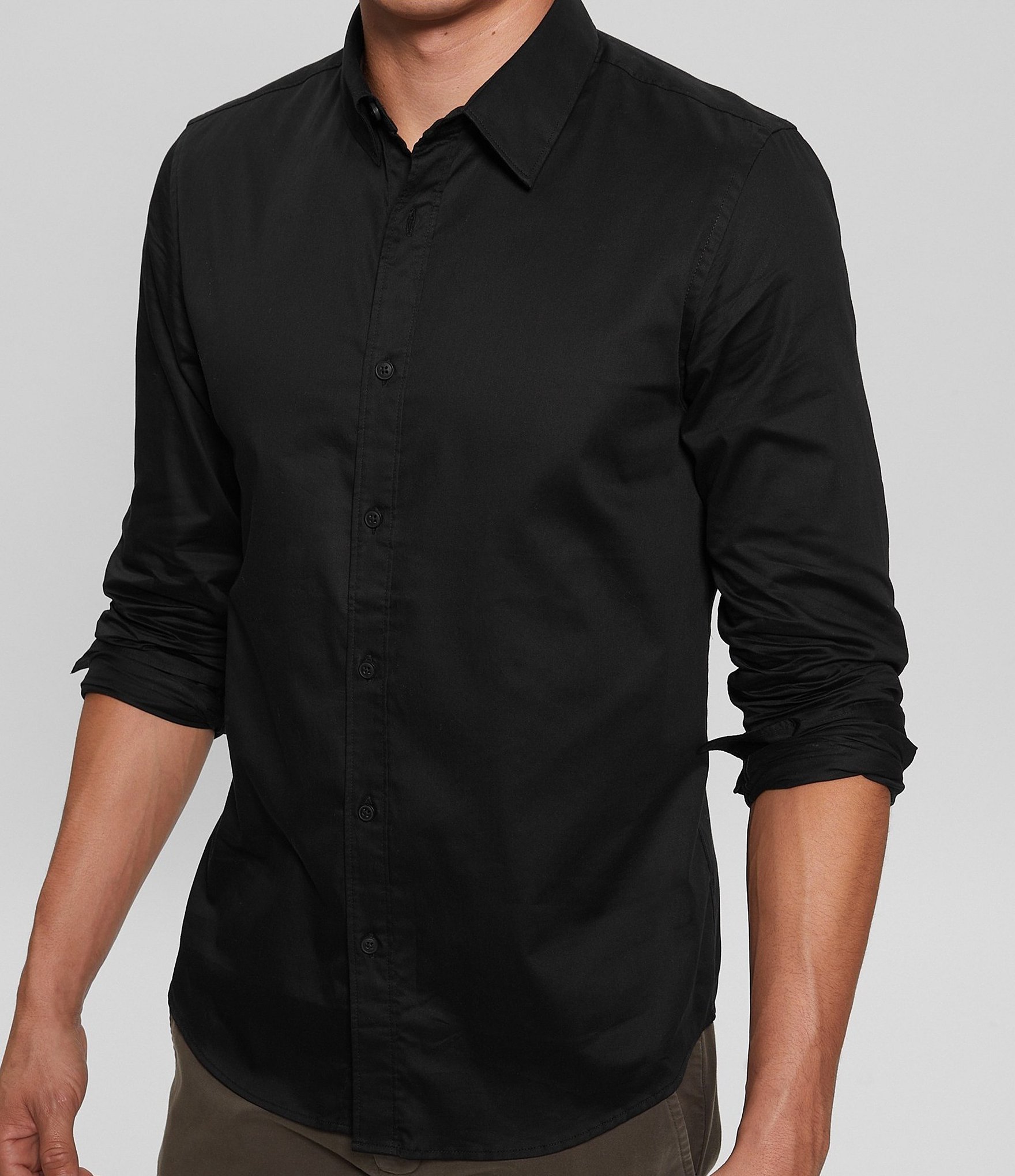 Guess Long Sleeve Luxe Stretch Poplin Shirt | Dillard's
