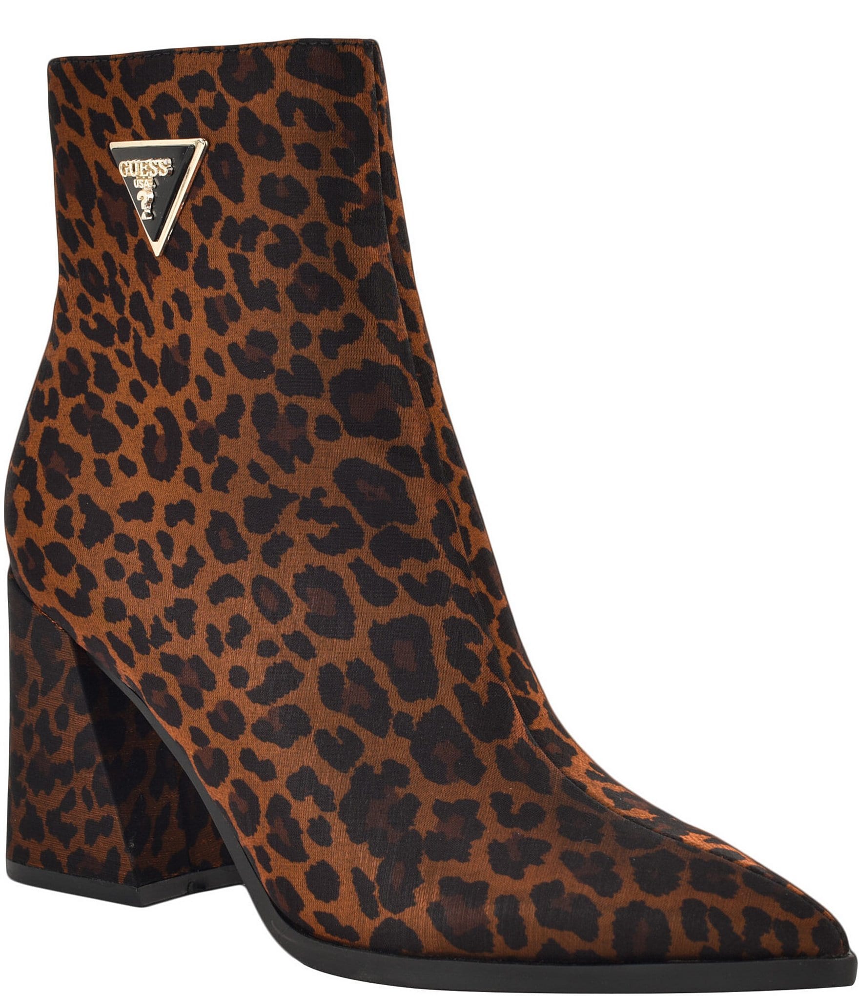 Guess Luseray Leopard Print Pointed Toe Booties