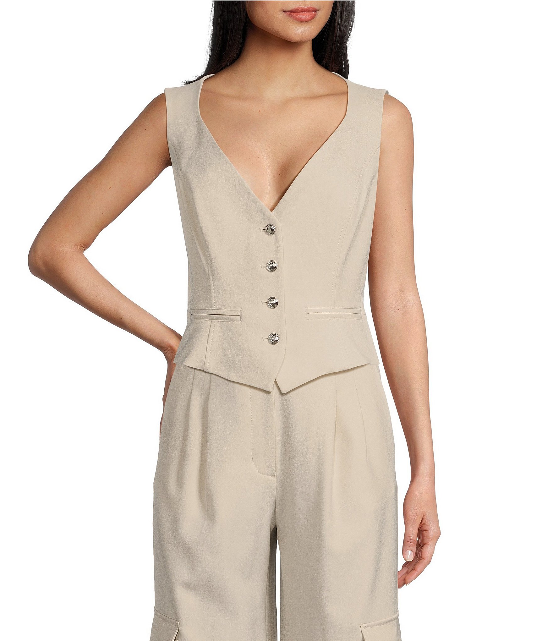 【70％OFF】 Guess Matea Sleeveless Suit Vest | Dillard's トップス