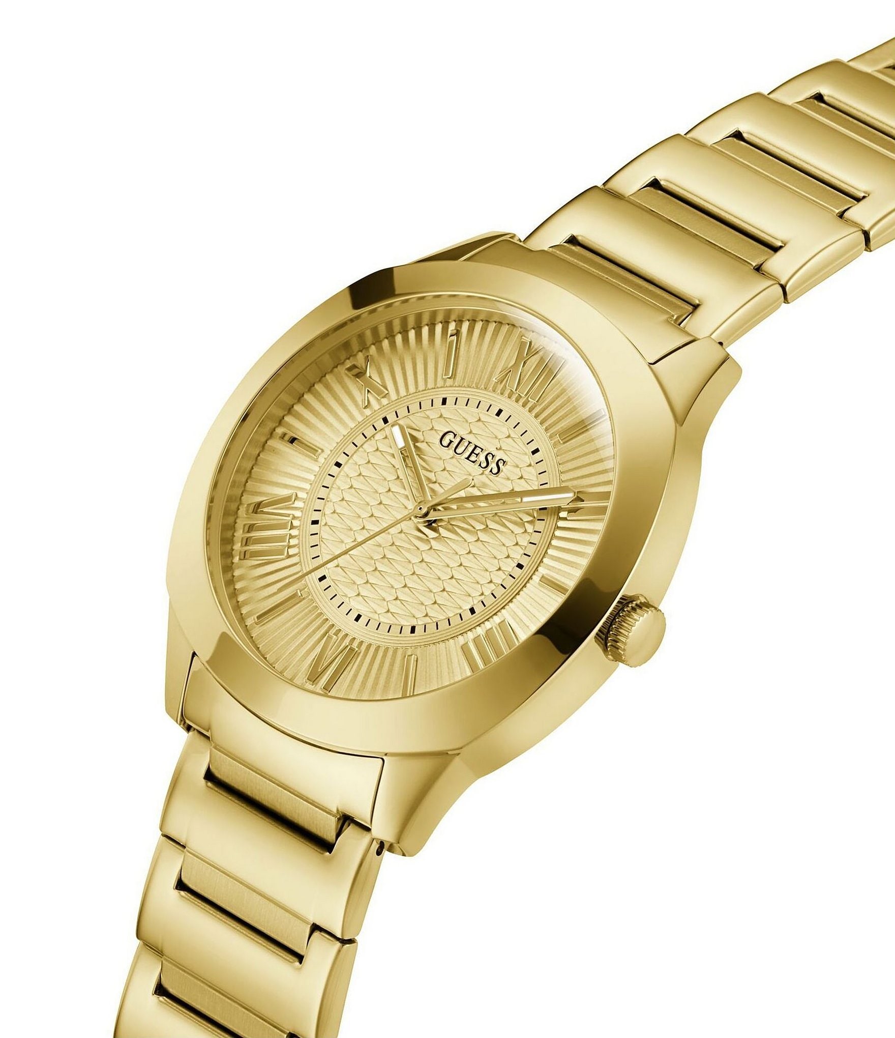 Guess Men's Analog Gold Tone Stainless Steel Bracelet Round 44mm Watch