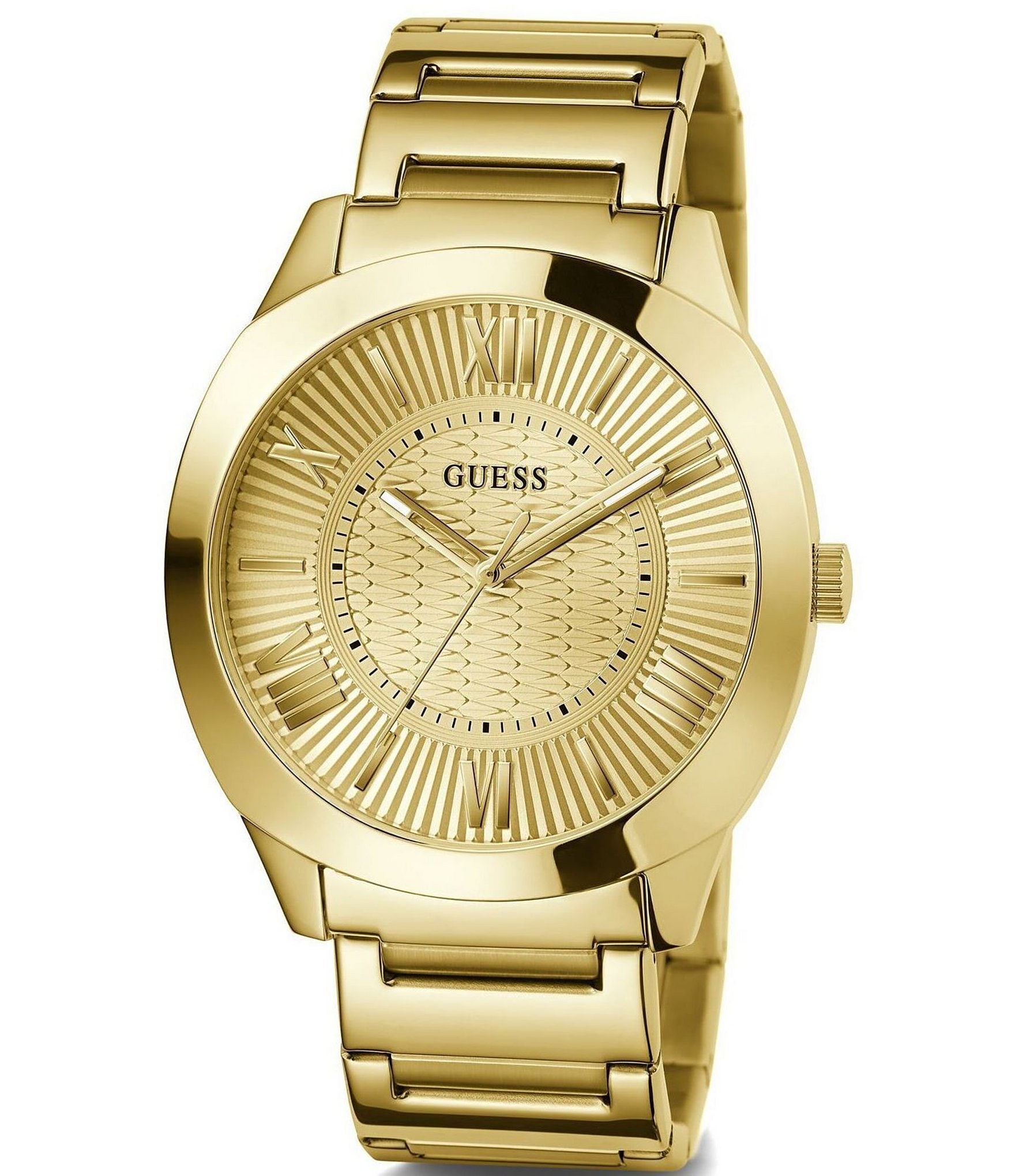 Guess Men's Analog Gold Tone Stainless Steel Bracelet Round 44mm Watch