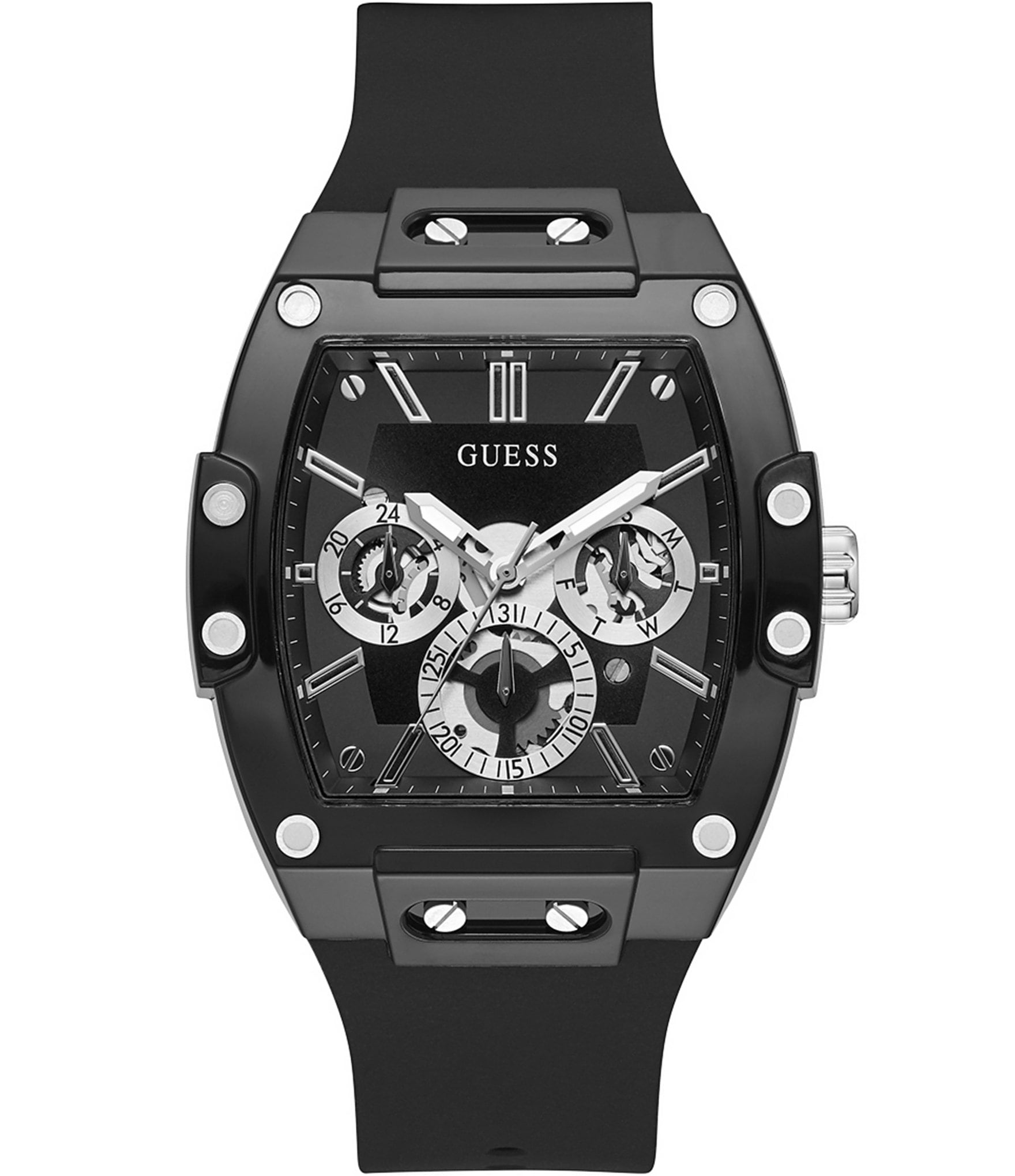 Guess Men's deals Watch Black Silicone Strap with Buckle U95155G1