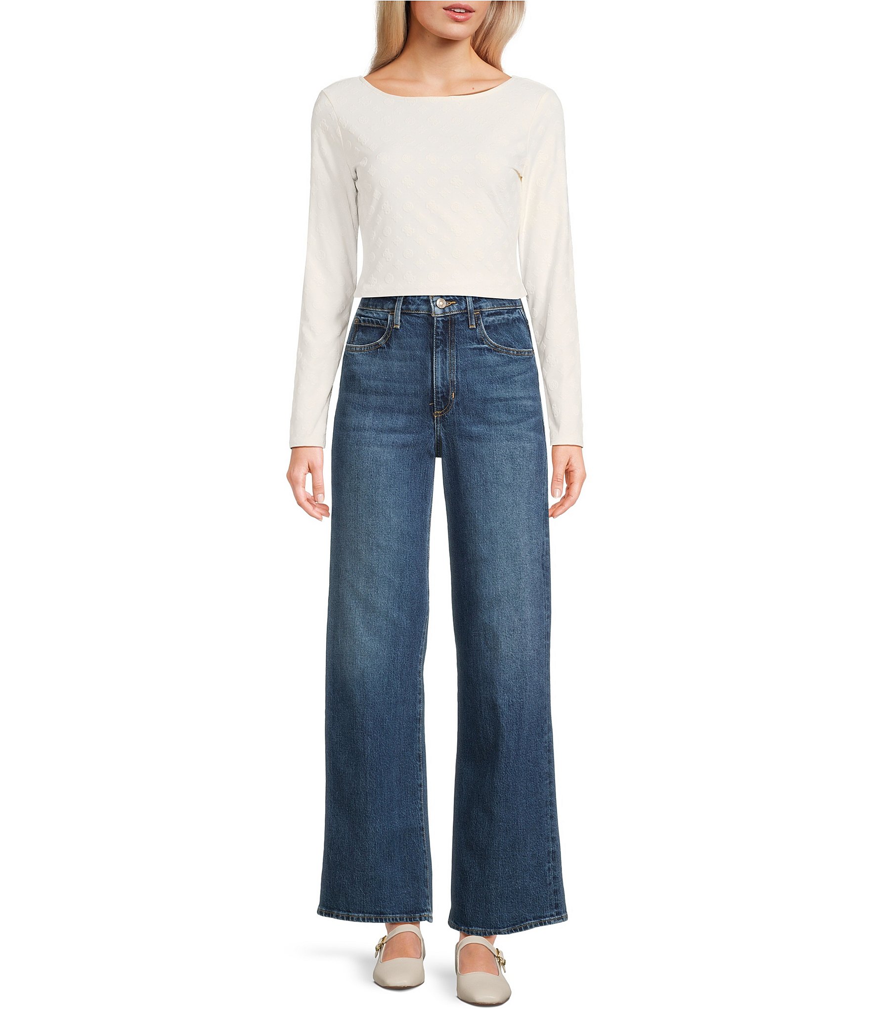 Guess Nadene Long Sleeve Scoop Back Top