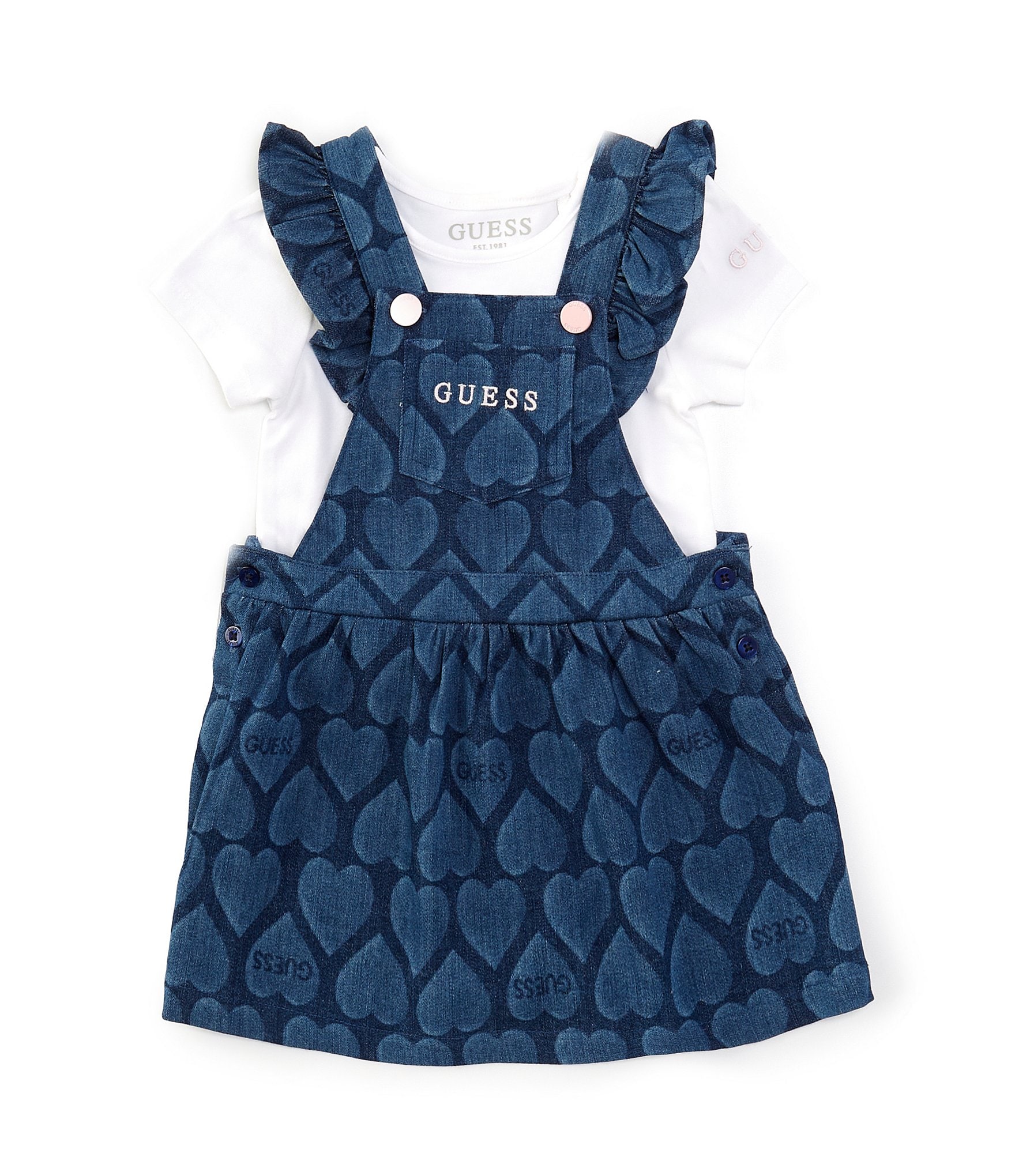 Guess Newborn-24 Months Flutter Sleeve Patterned Jumper Dress & Short-Sleeve Logo-Detailed Bodysuit