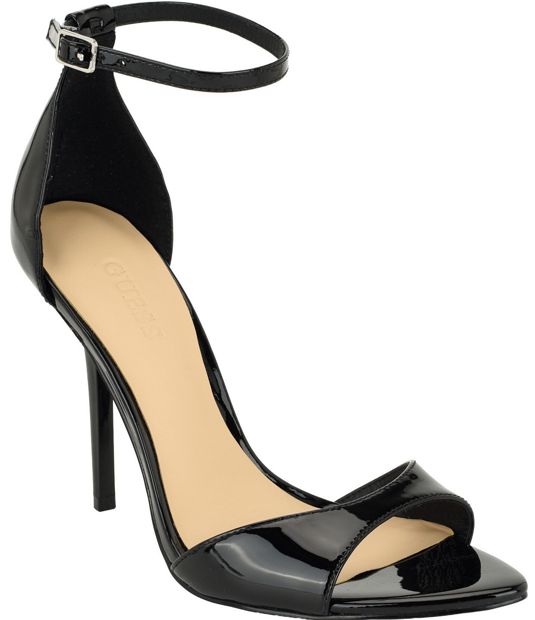 Guess Olivey Patent Leather Ankle Strap Dress Sandals