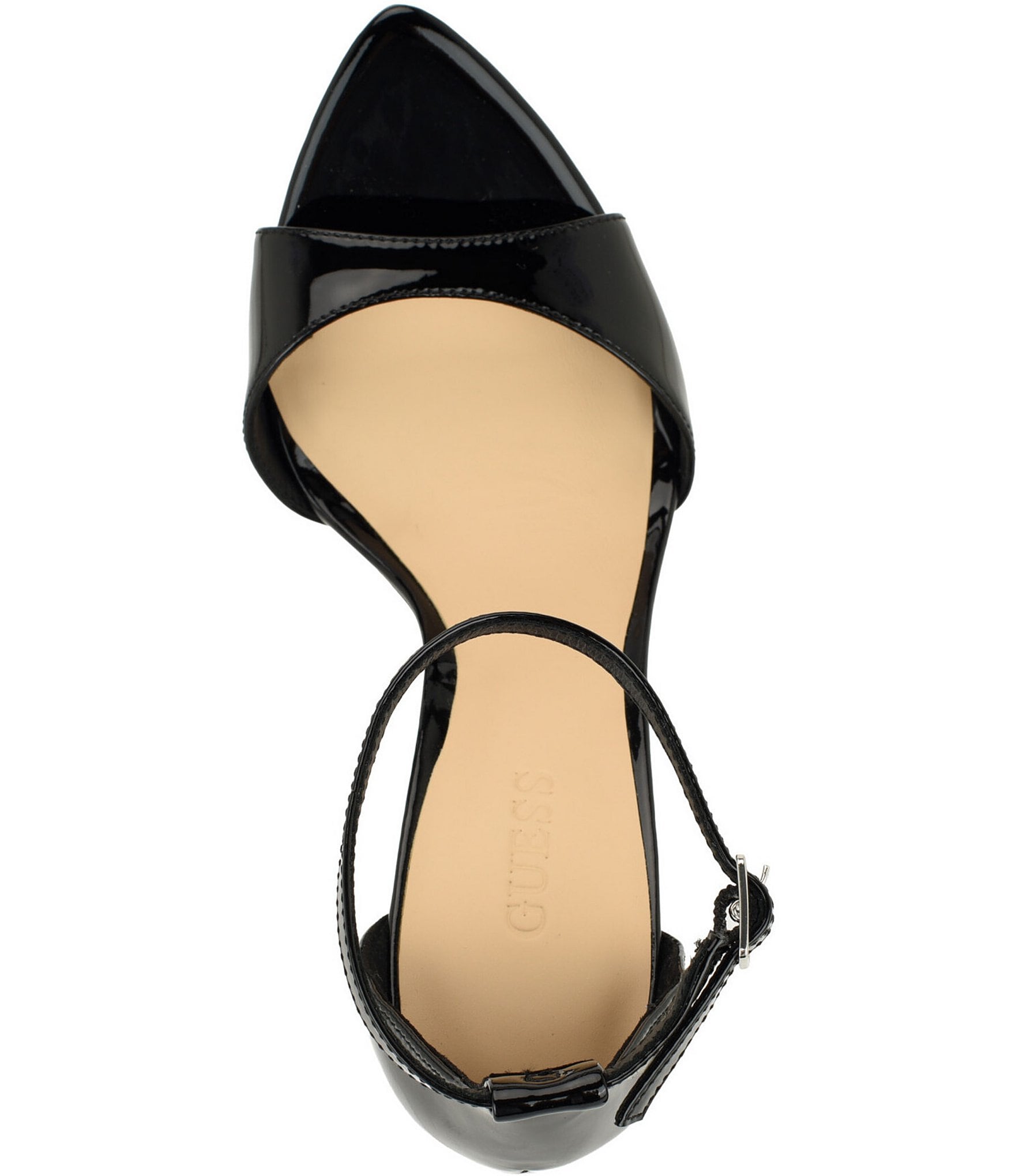Guess Olivey Patent Leather Ankle Strap Dress Sandals