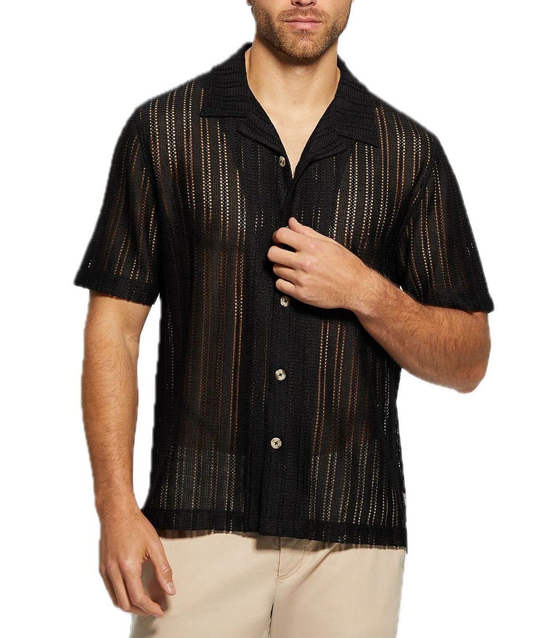 Guess Panama Solid Knit Short Sleeve Shirt