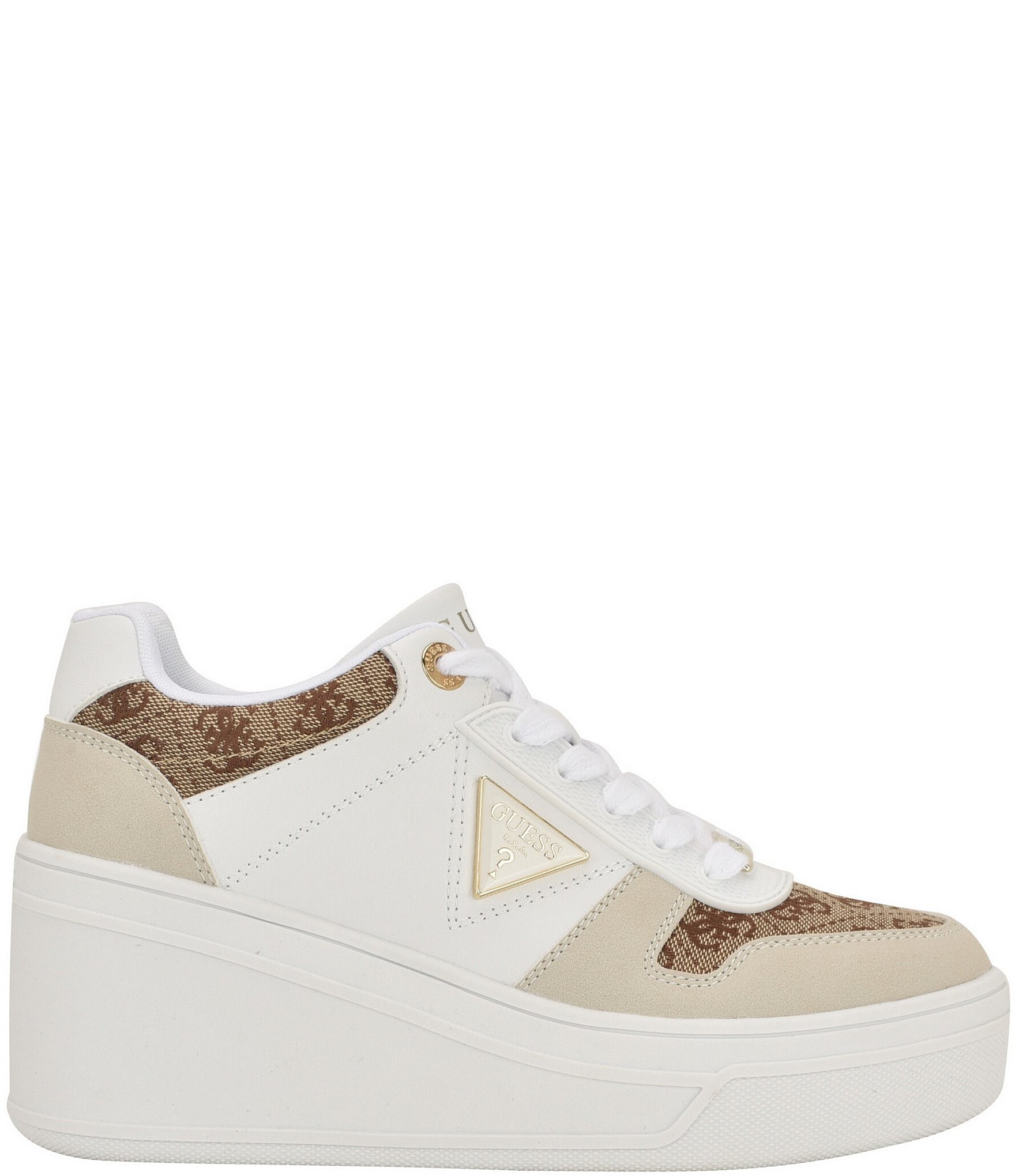 Guess Rozinn Wedge Logo Print Platform Wedge Sneakers