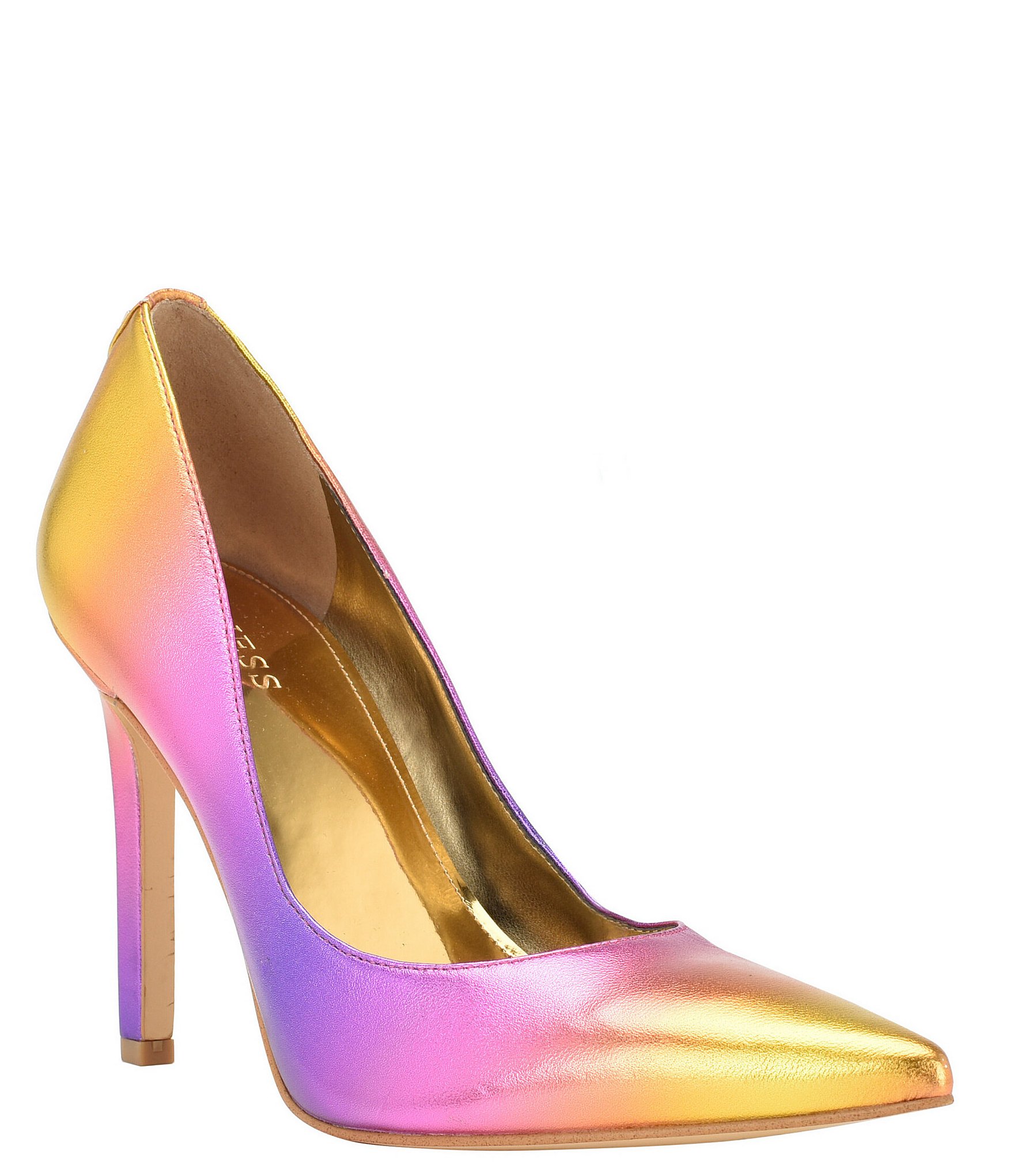 Guess Seanna Multi Color Metallic Leather Stiletto Pumps | Dillard's