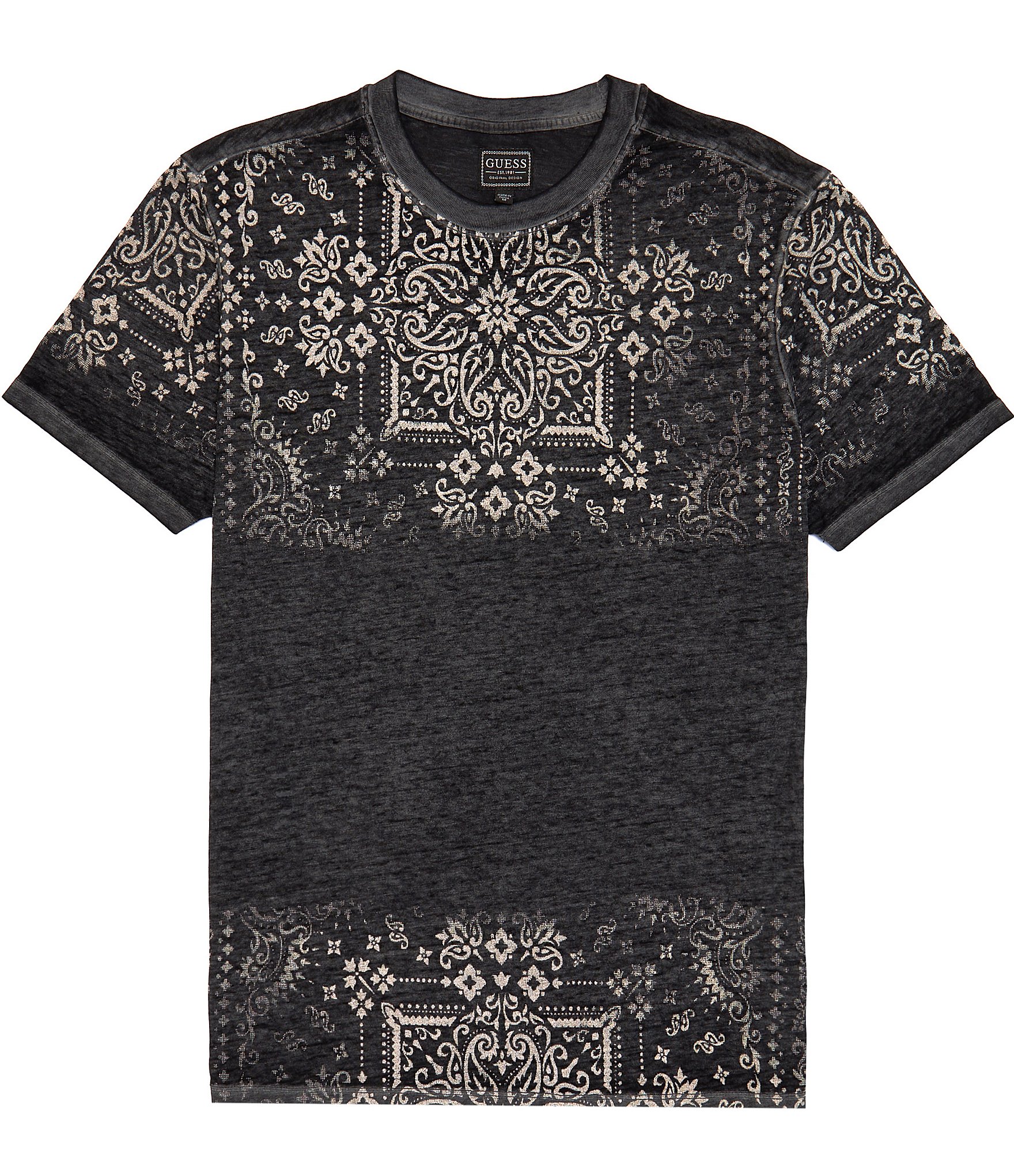 Guess Short-Sleeve Burnout Tile Printed T-Shirt | Dillard's