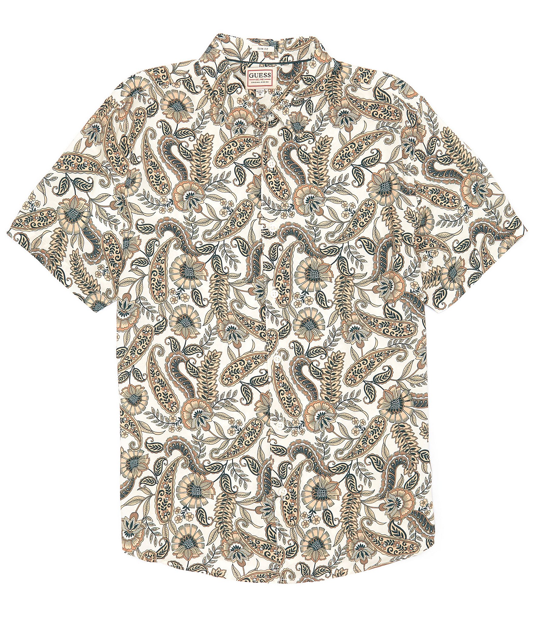 Guess Slim Fit Short Sleeve Paisley Floral Woven Shirt | Dillard's