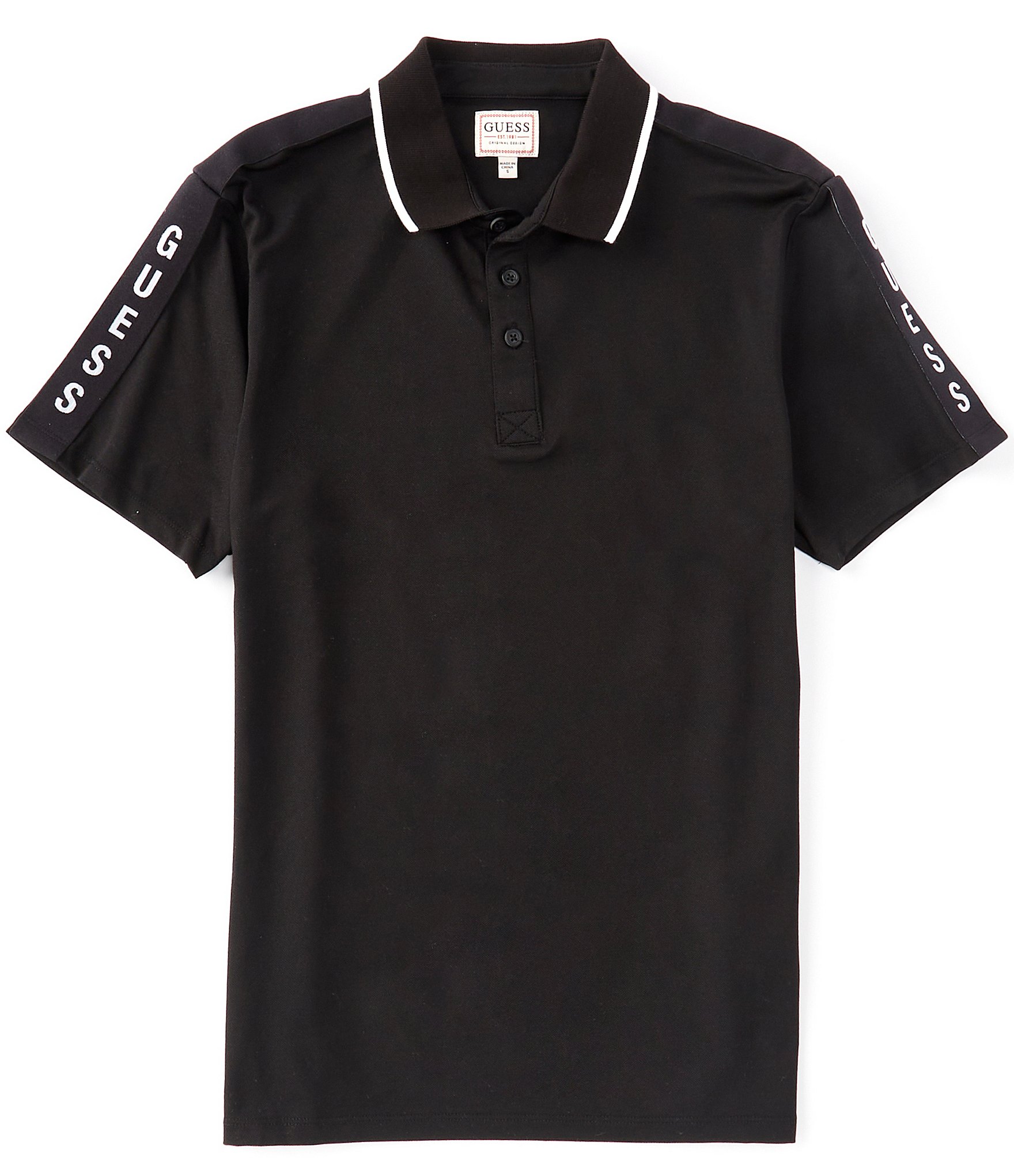 Guess Short Sleeve Pique Guess Tape Polo