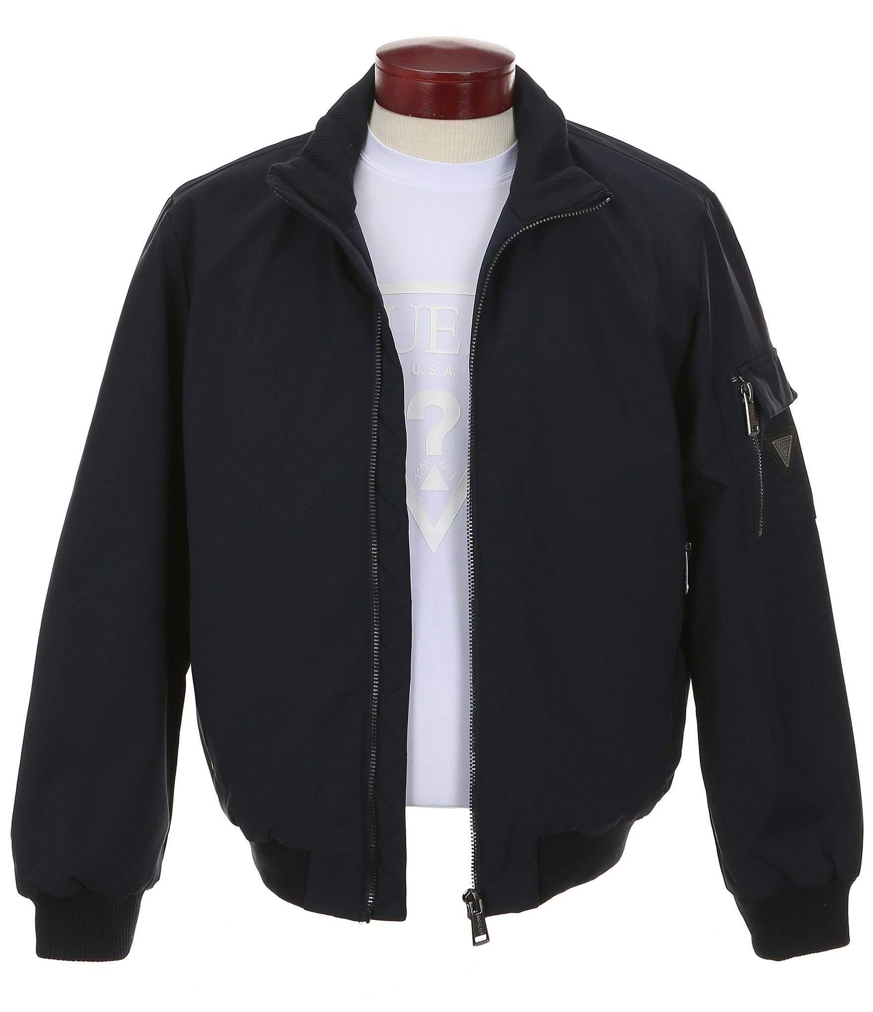 Guess Stand Collar Water Resistant Bomber Jacket