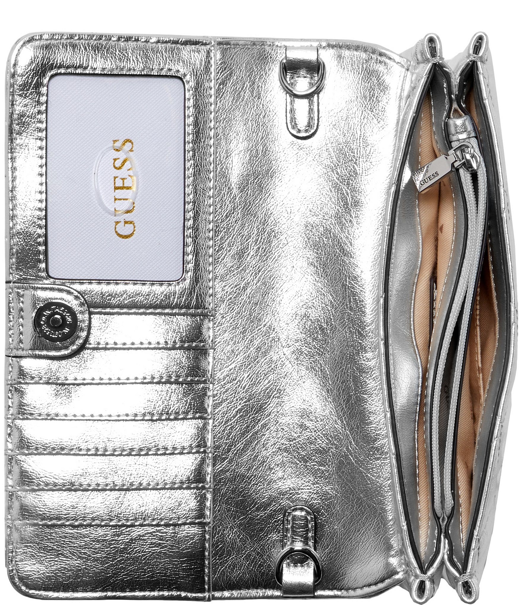 Guess Tali Metallic Crossbody Flap Bag