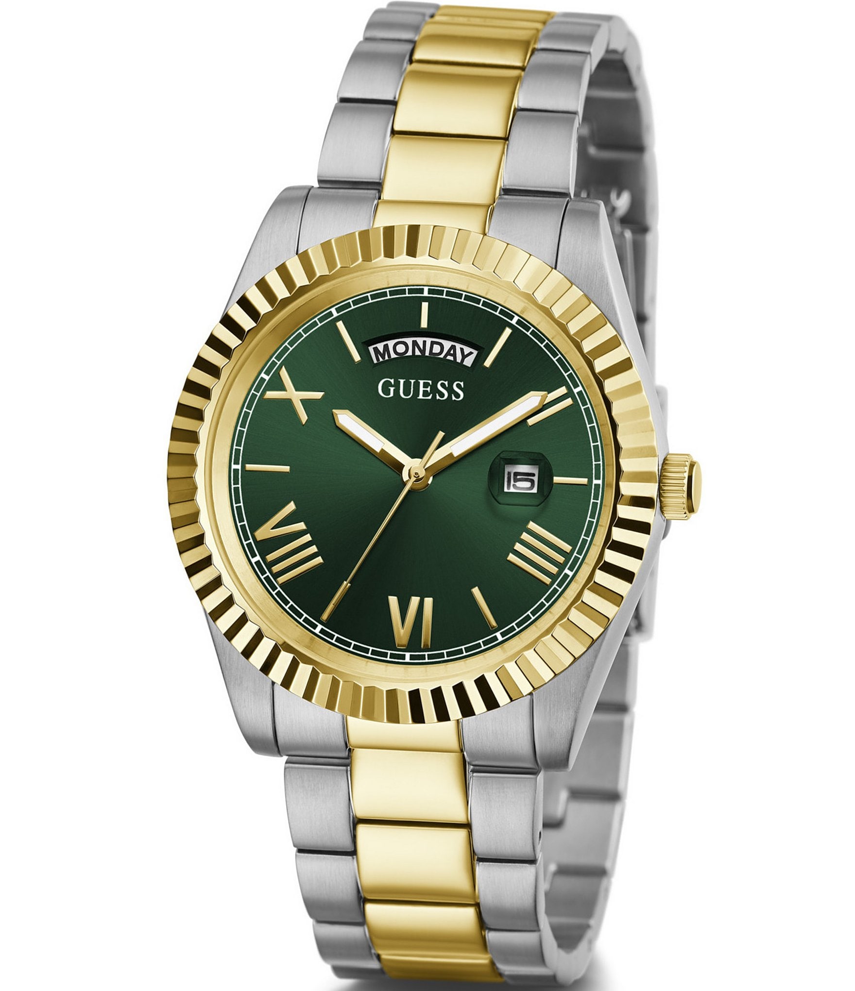 Guess Unisex Conn Analog Two Tone Stainless Steel Bracelet Watch