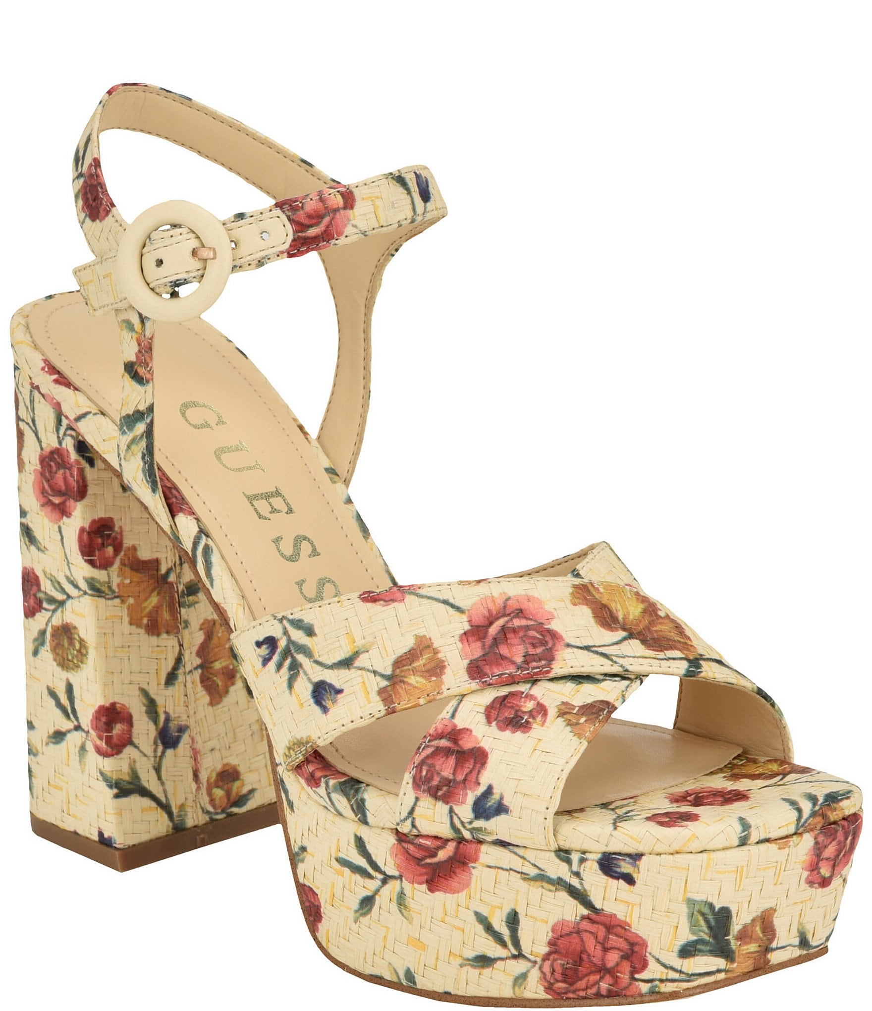 Ted Baker Floral Printed Platform Block Heeled Sandals - Multi | ModeSens