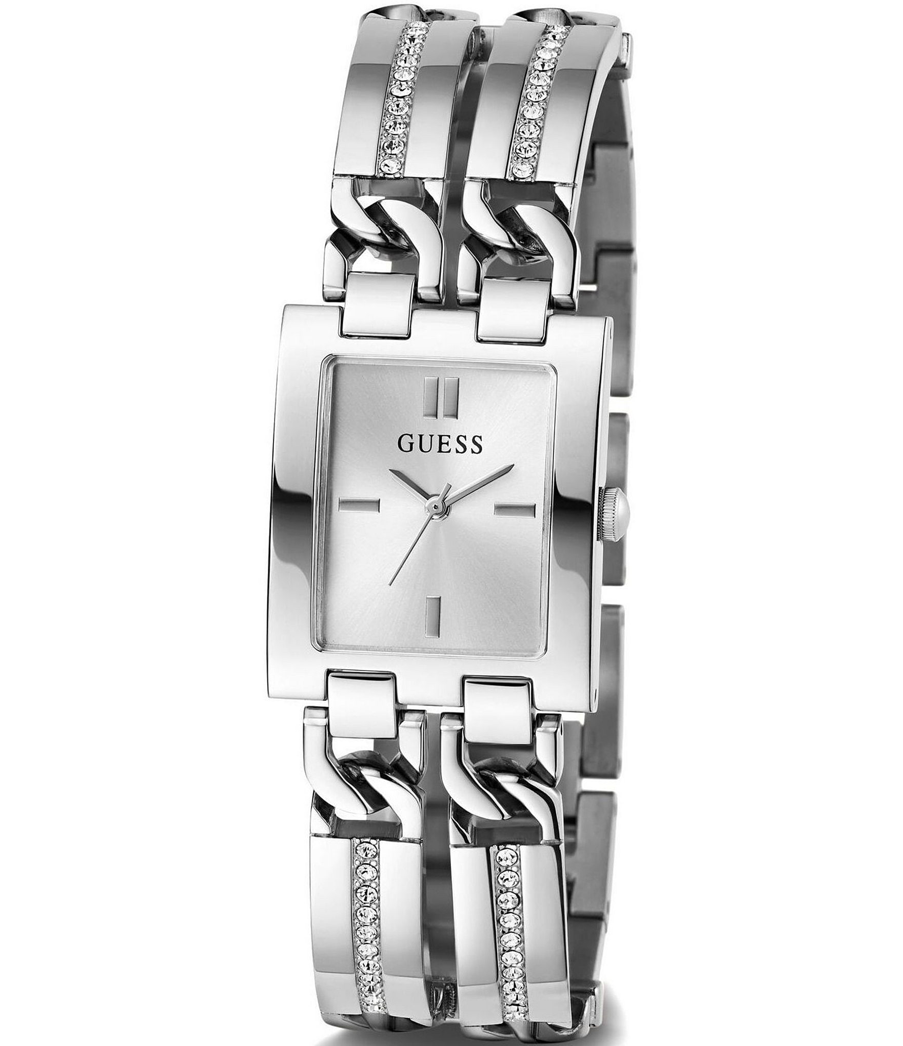 Guess Women's Analog Rectangular Case Stainless Steel Bracelet Watch