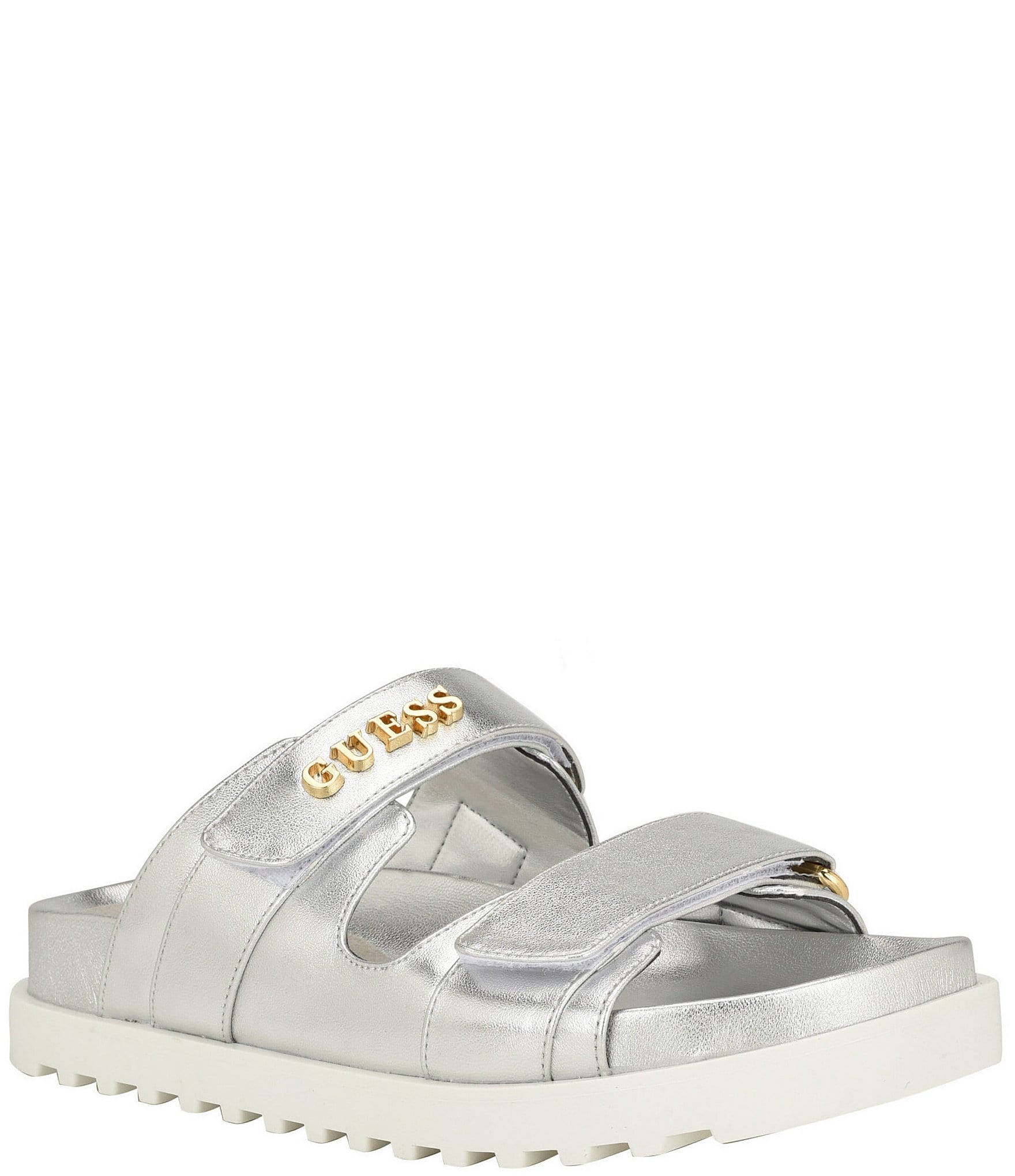 Guess Women's Fabulon Metallic Platform Slide Sandals