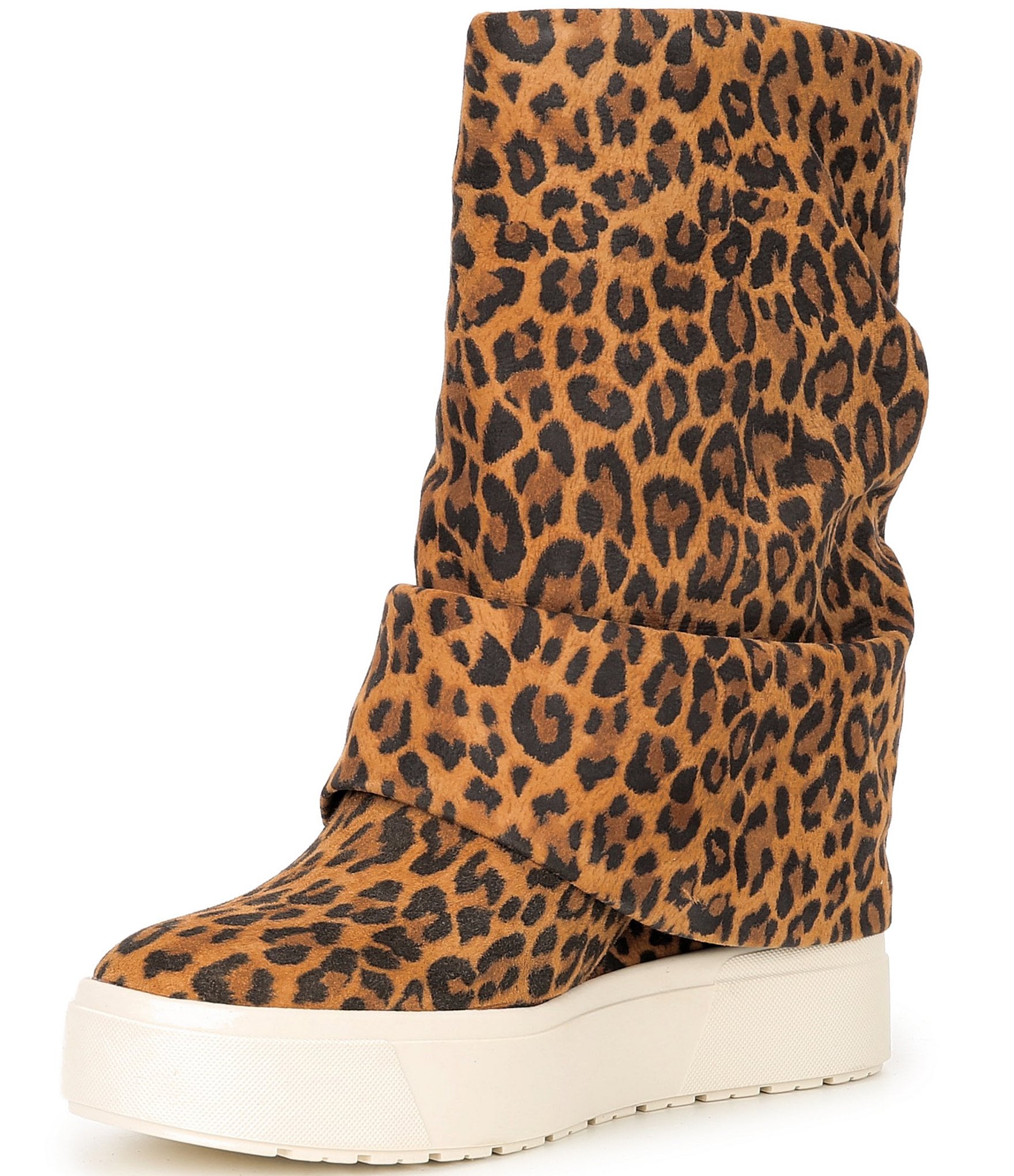 Guess Women's Guinna Leopard Fold-Over Wedge Booties