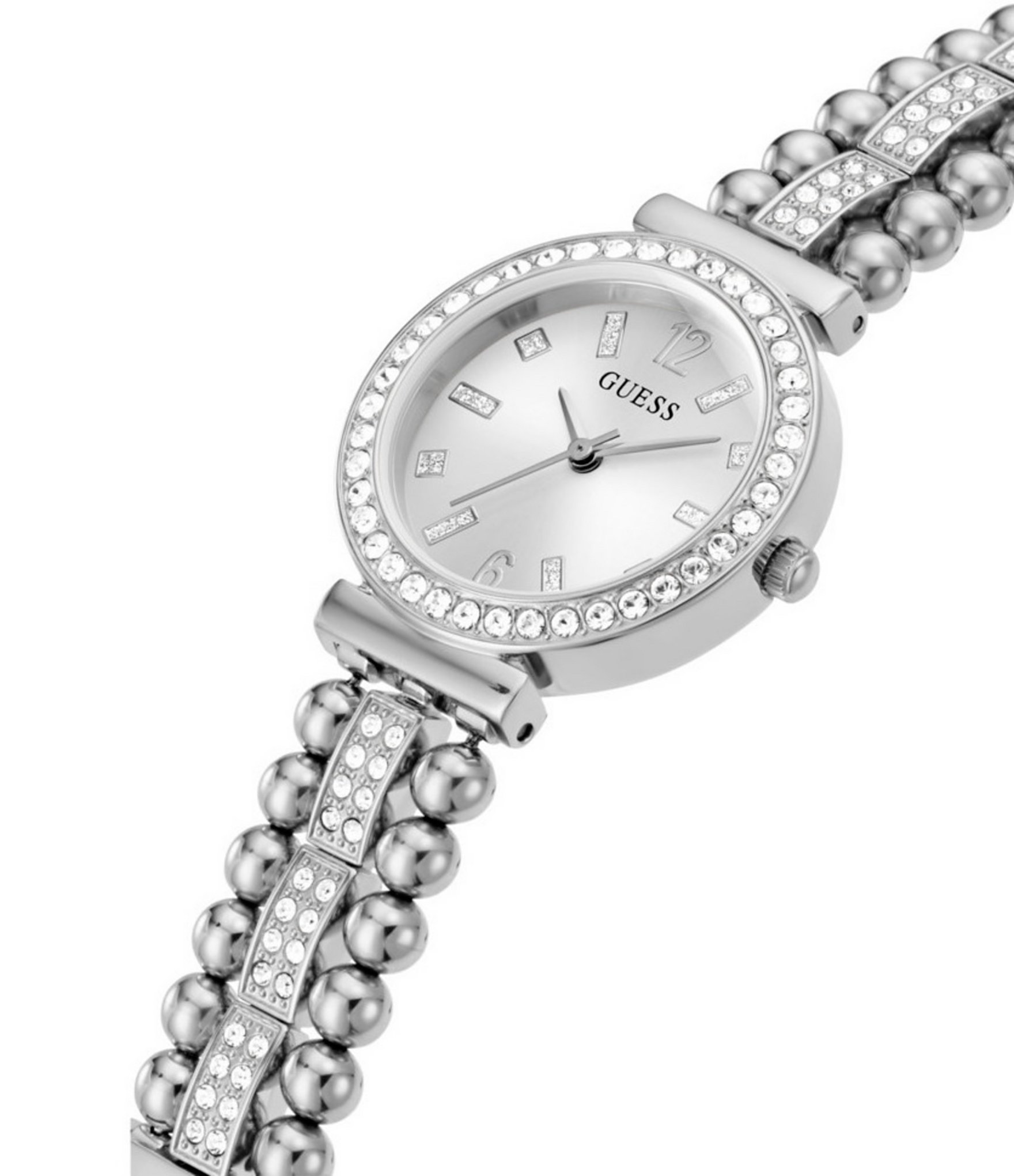 Guess Women's Quartz Analog Silver Stainless Steel Glitz Bracelet Watch