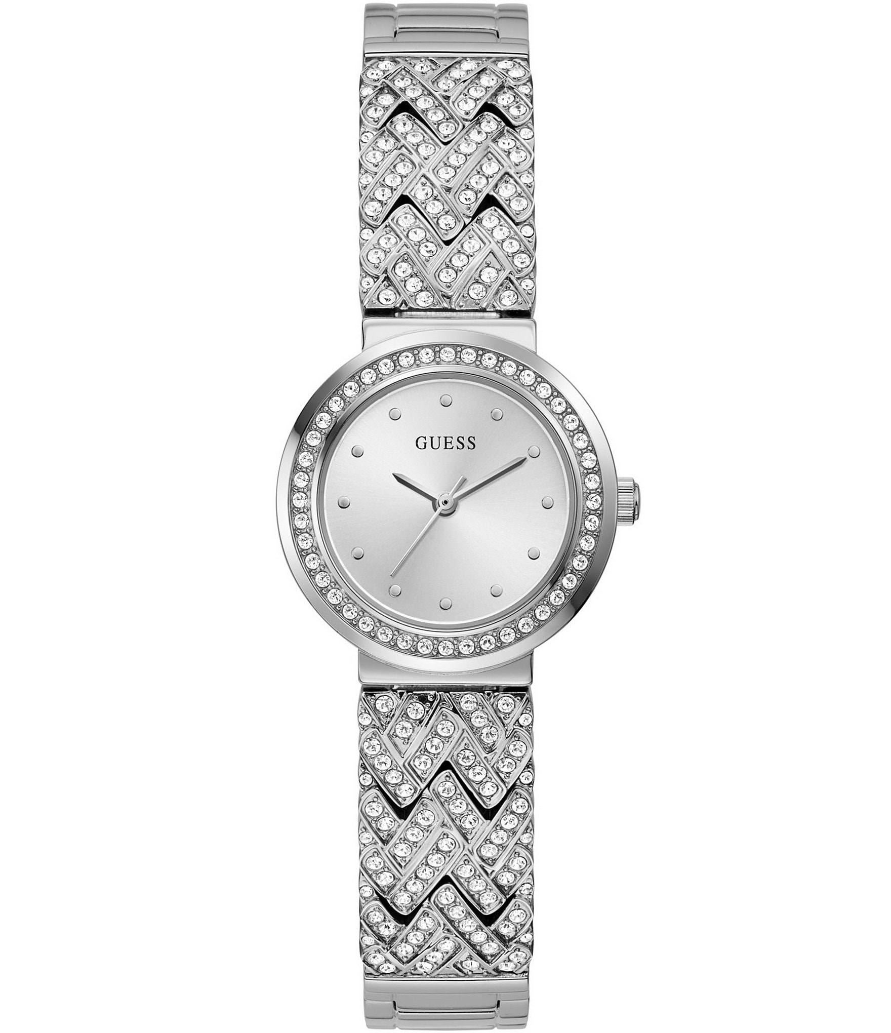 Ongemak Lyrisch erfgoed Guess Women's Treasure Analog Silver-Tone Crystal Bracelet Watch | Dillard's