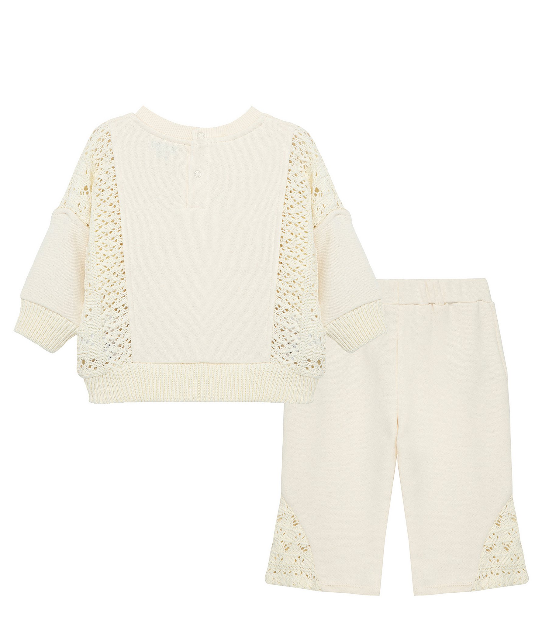 Habitual Baby Girls 12-24 Months Crochet French Terry Pullover and Pant Set