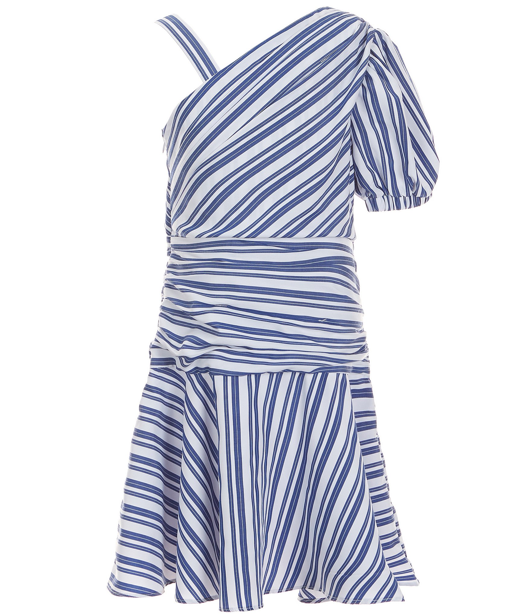 Habitual Big Girls 7-16 One-Shoulder Striped Fit-And-Flare Dress