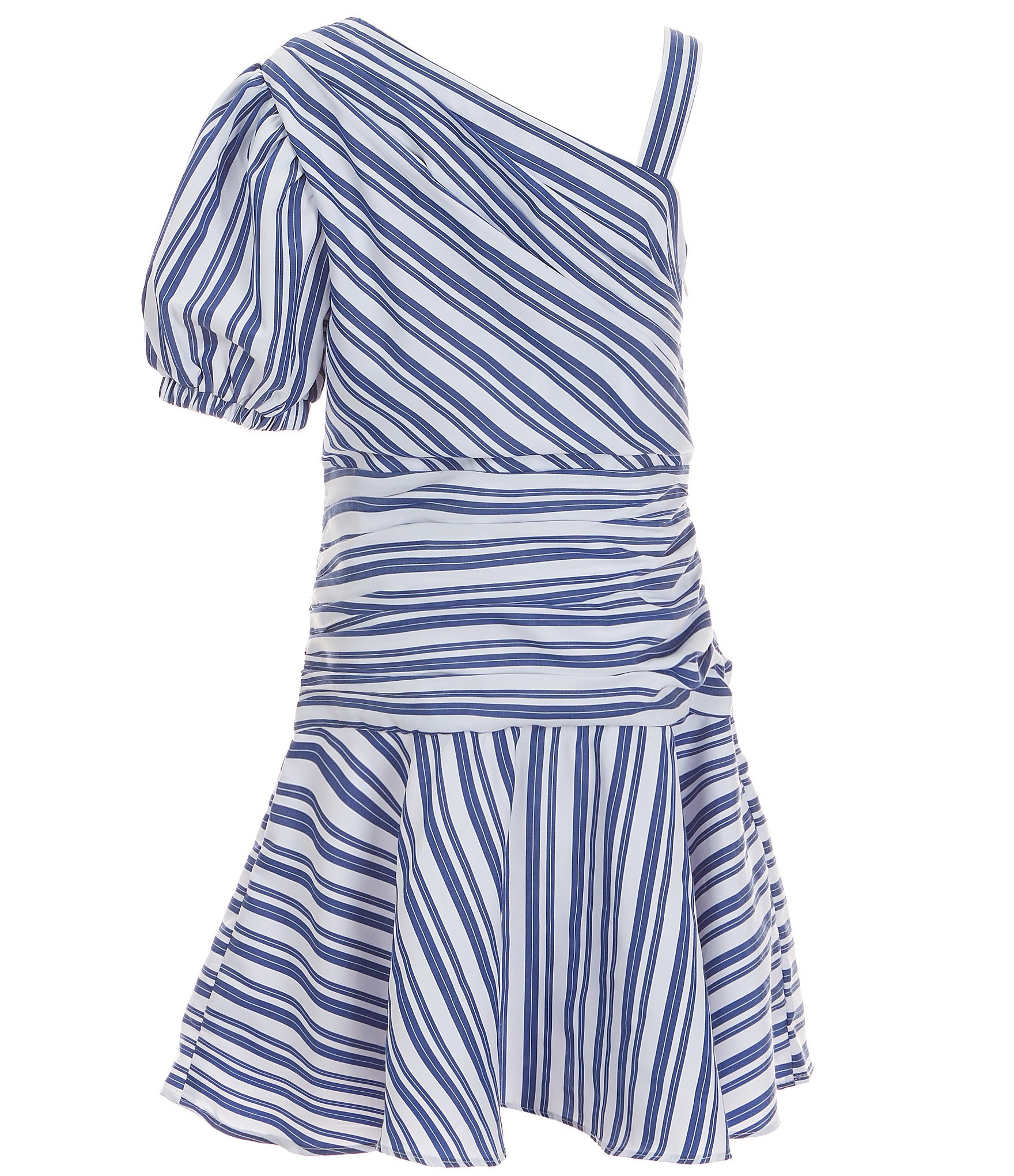 Habitual Big Girls 7-16 One-Shoulder Striped Fit-And-Flare Dress