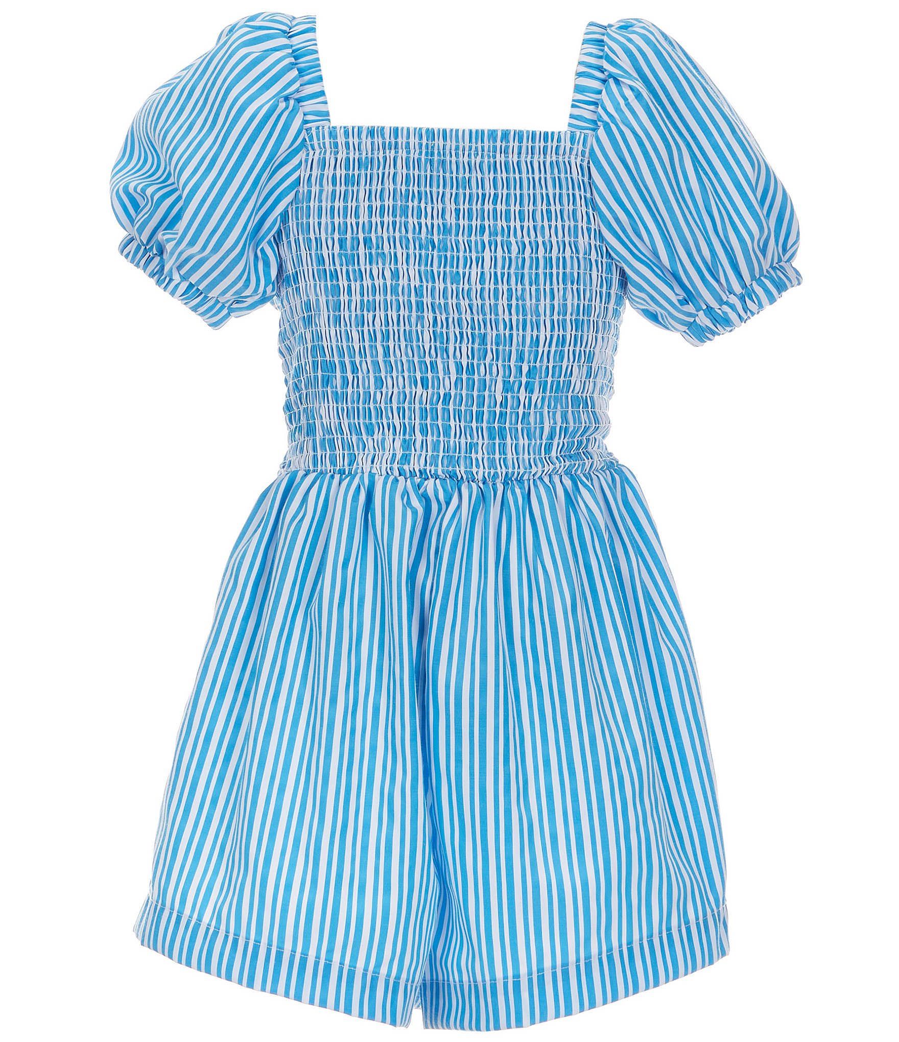 Habitual Big Girls 7-16 Puff Short Sleeve Tie Front Stripe Romper