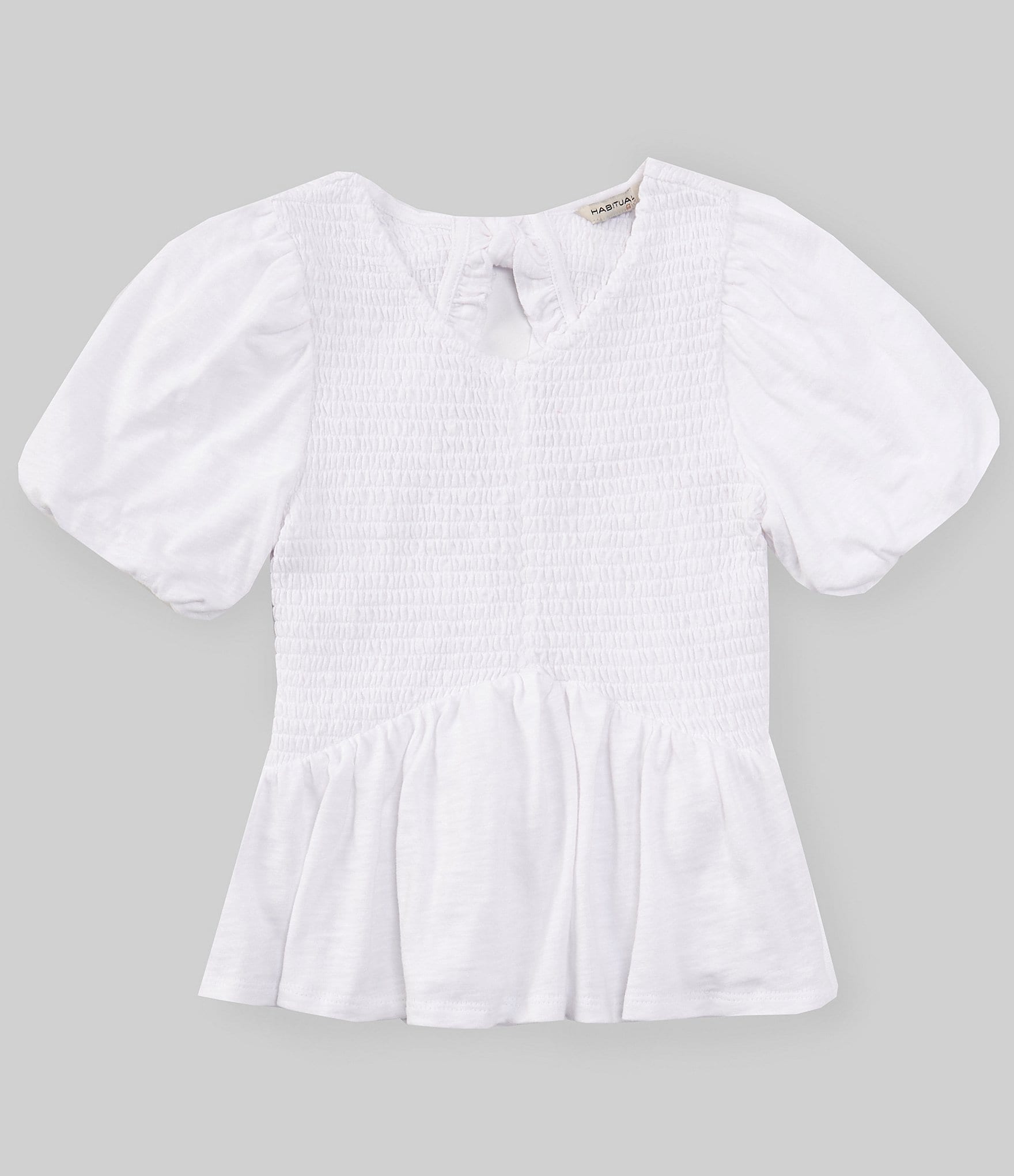 Habitual Big Girls 7-16 Short-Sleeve Smocked Tie Back Top